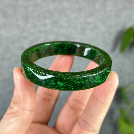 Natural Nephrite Jade VIP Banlge Square Style Size 53.5 mm