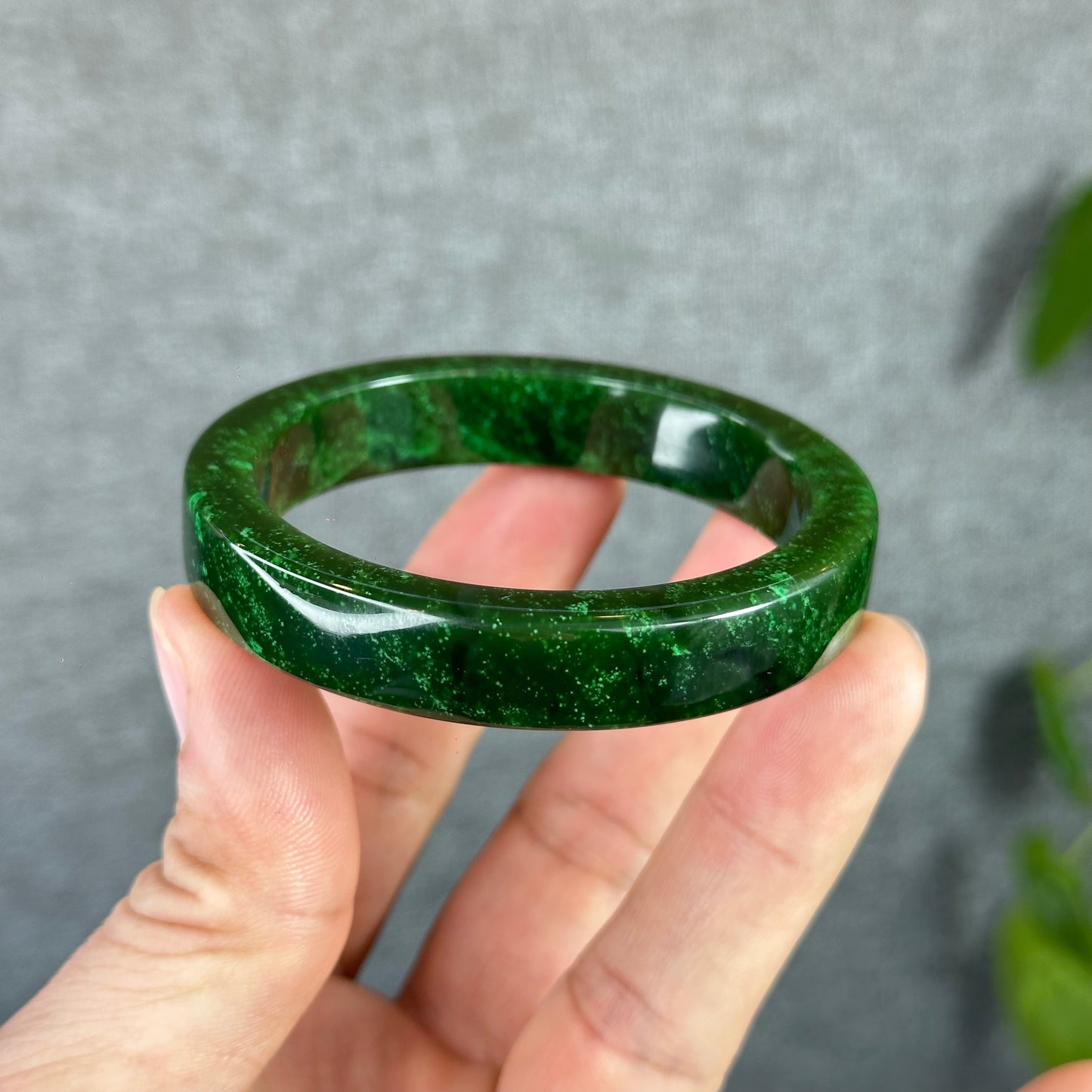 Natural Nephrite Jade VIP Banlge Square Style Size 53.5 mm