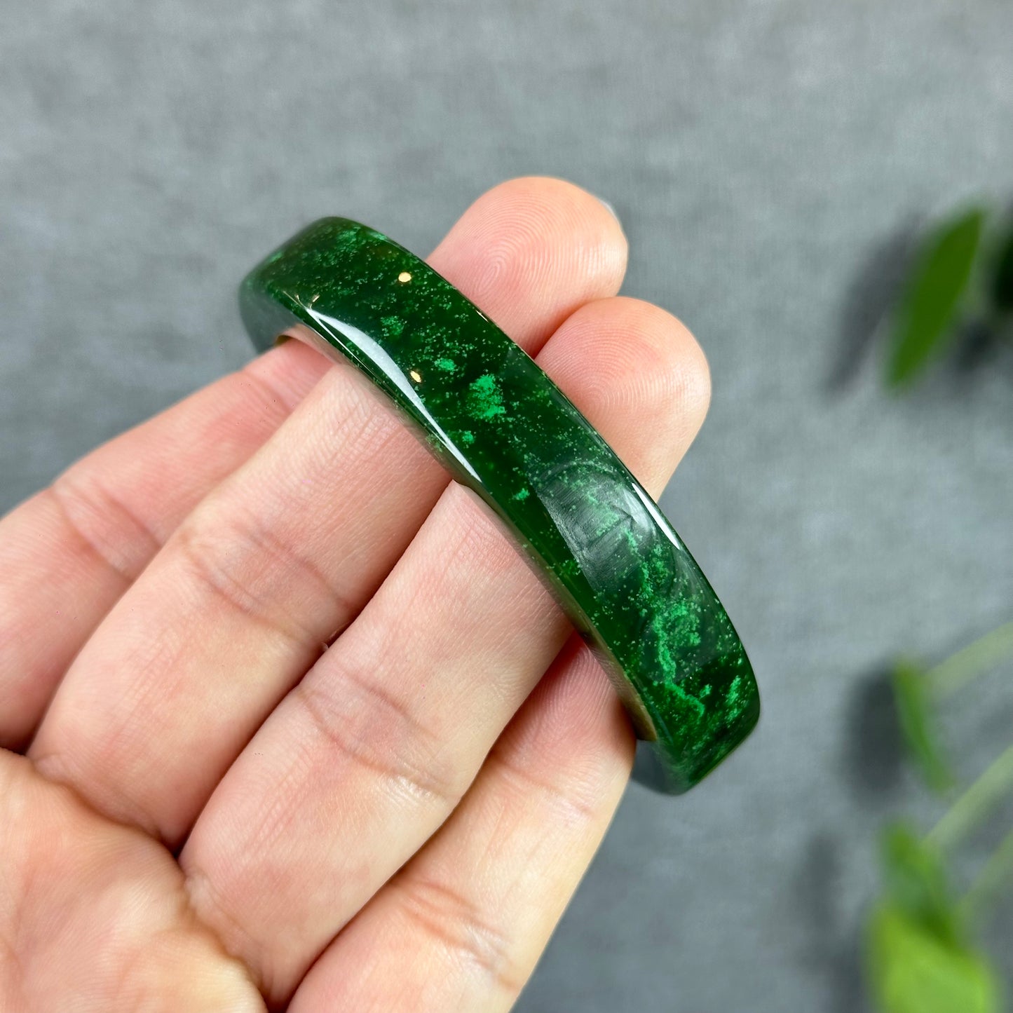 Natural Nephrite Jade VIP Banlge Square Style Size 53.5 mm
