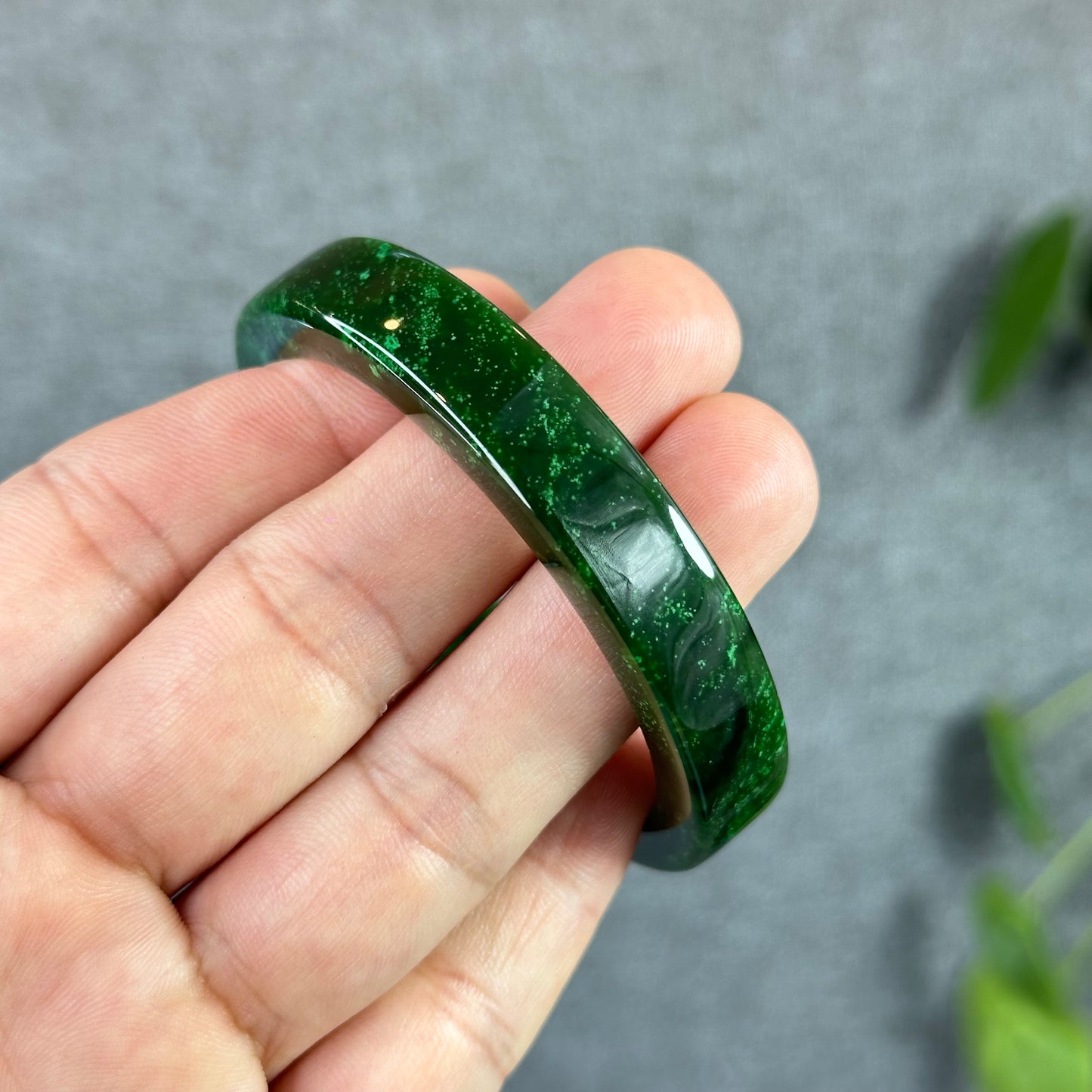 Natural Nephrite Jade VIP Banlge Square Style Size 53.5 mm