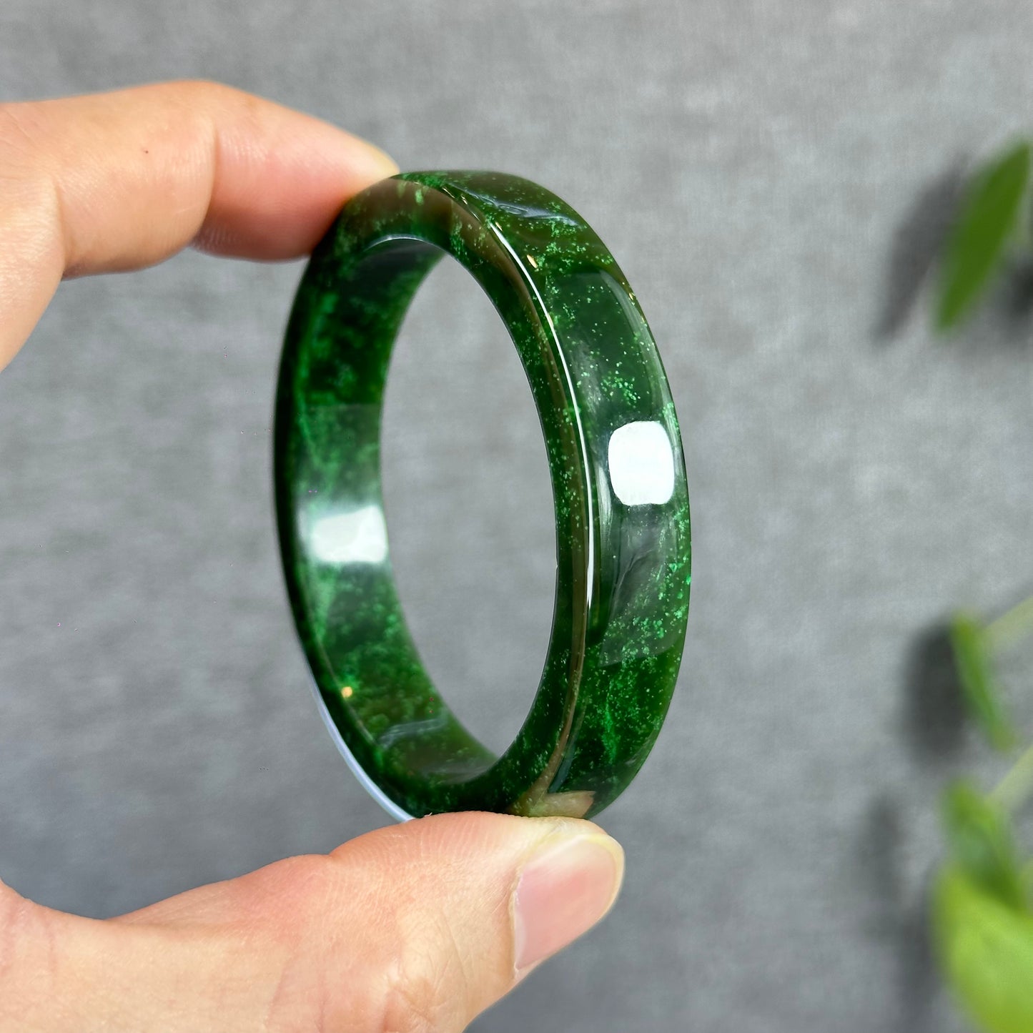 Natural Nephrite Jade VIP Banlge Square Style Size 53.5 mm