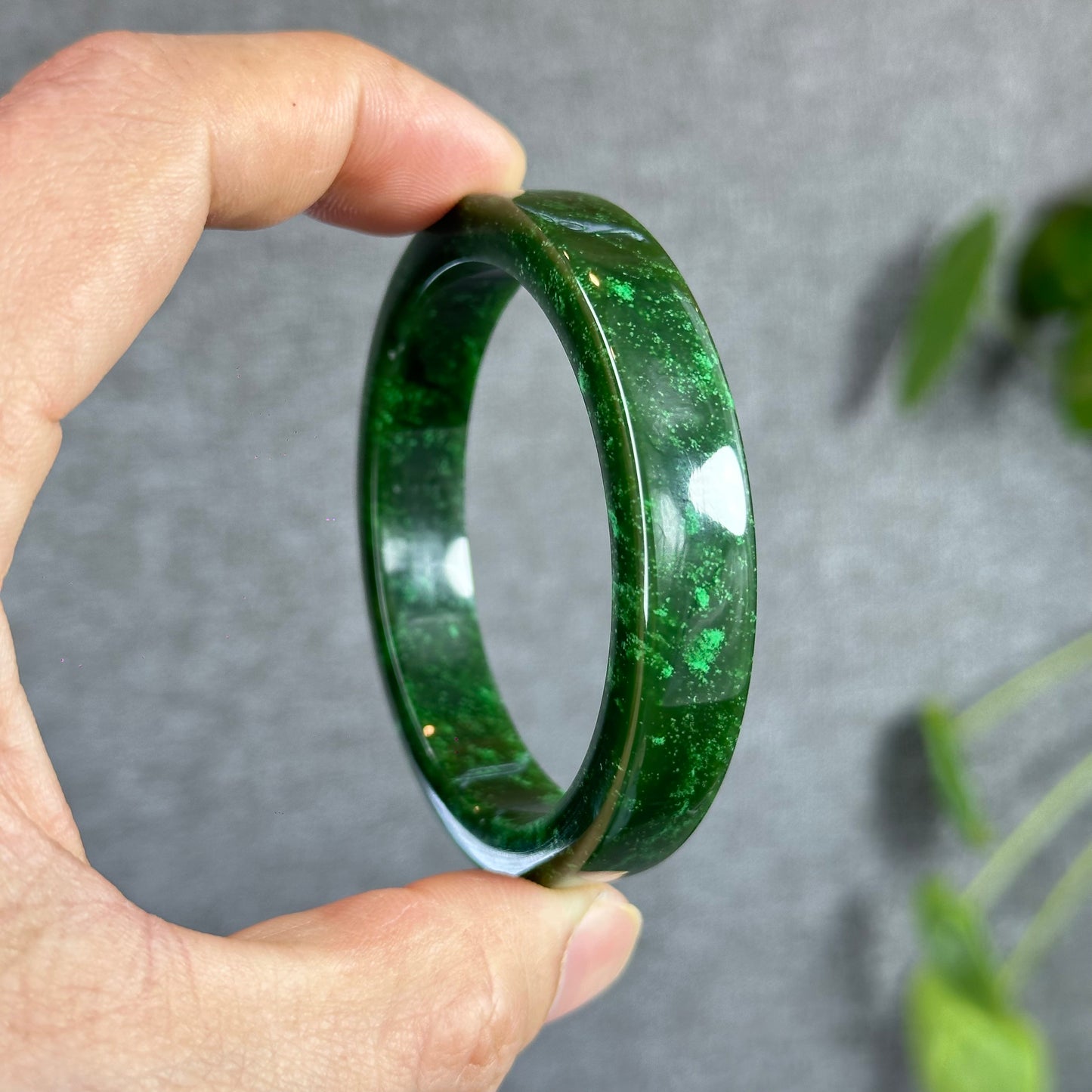 Natural Nephrite Jade VIP Banlge Square Style Size 53.5 mm