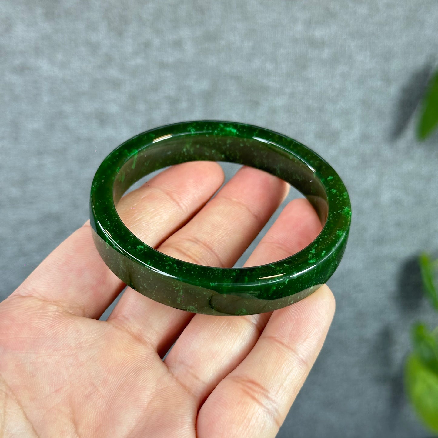 Natural Nephrite Jade VIP Banlge Square Style Size 56 mm