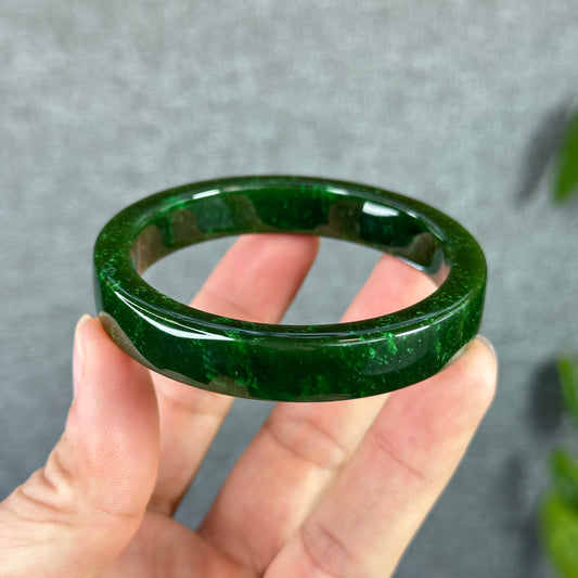 Natural Nephrite Jade VIP Banlge Square Style Size 56 mm