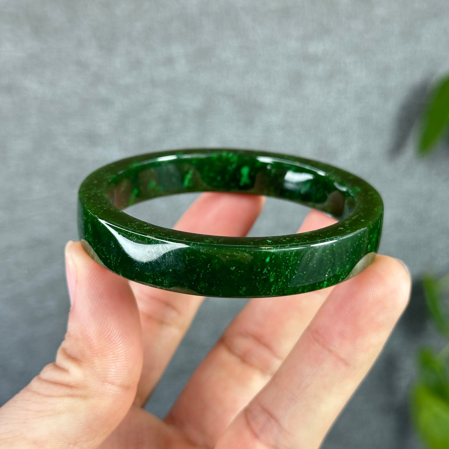 Natural Nephrite Jade VIP Banlge Square Style Size 56 mm