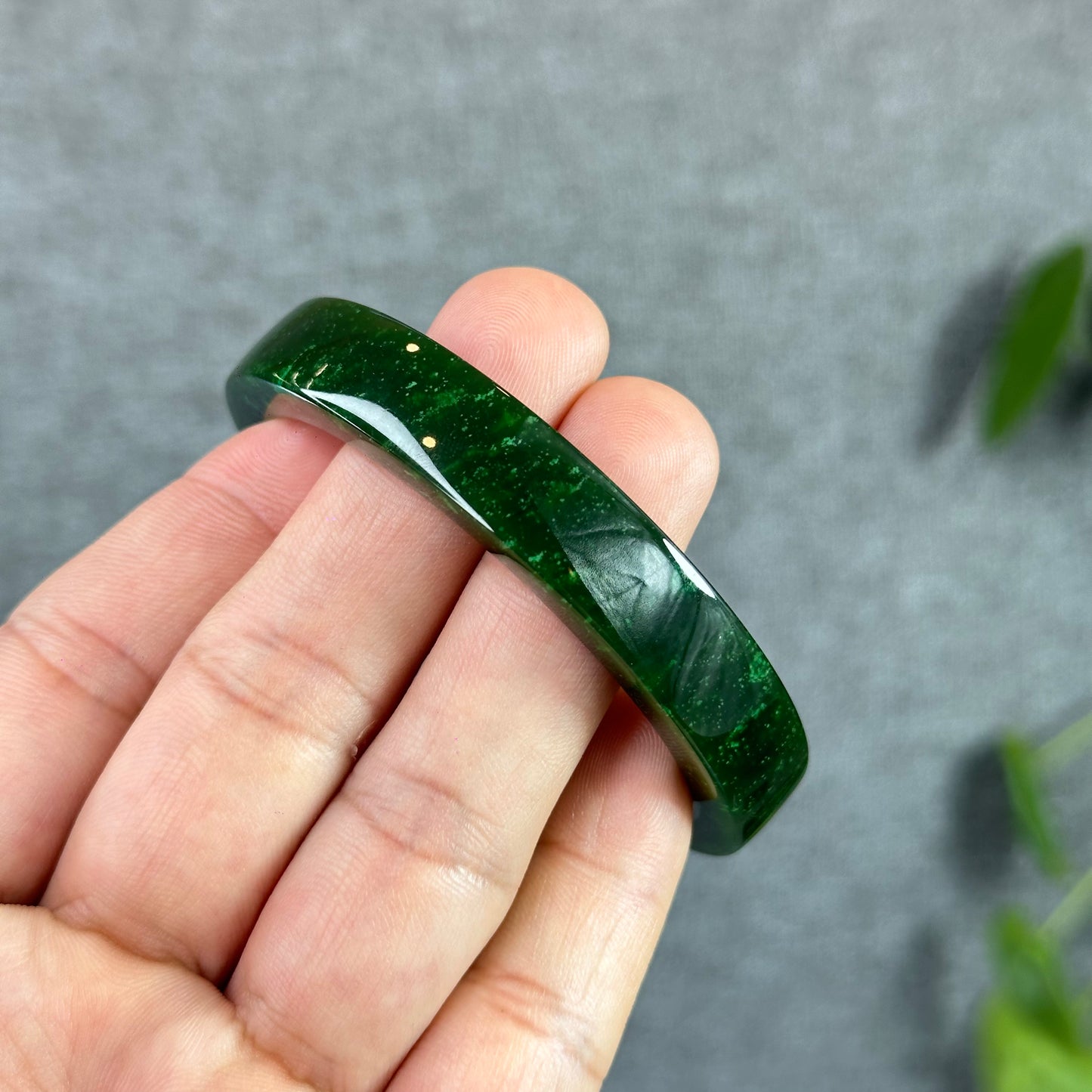 Natural Nephrite Jade VIP Banlge Square Style Size 56 mm