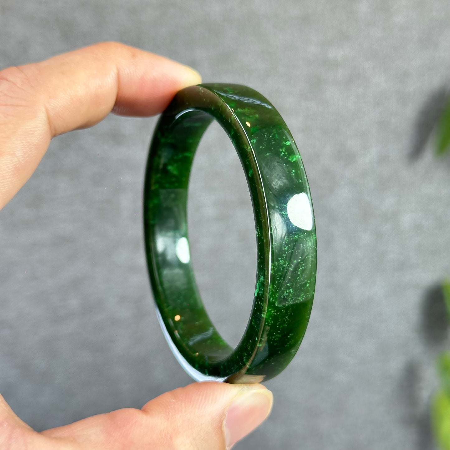 Natural Nephrite Jade VIP Banlge Square Style Size 56 mm