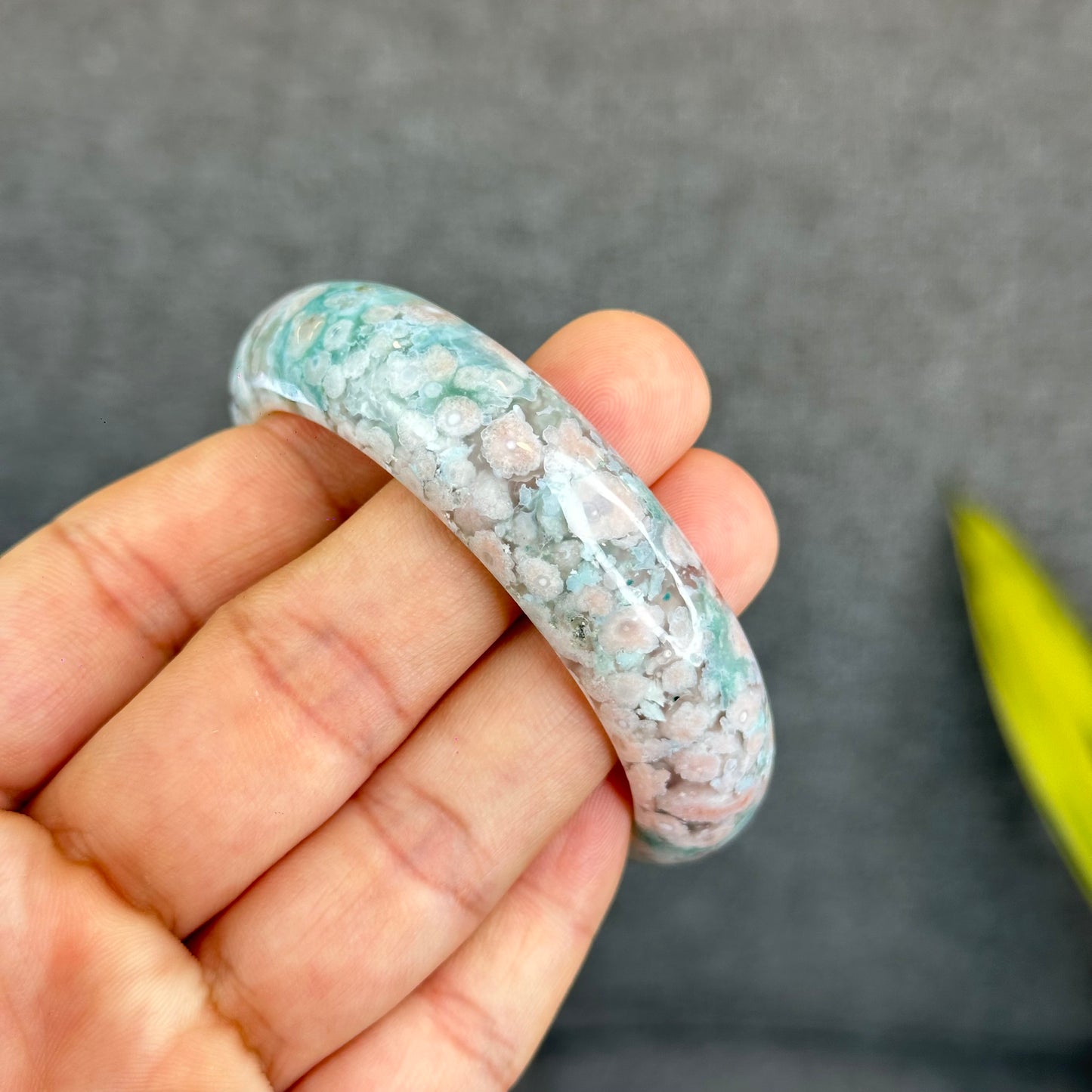 Natural Floral Agate Bangle Size 53 mm