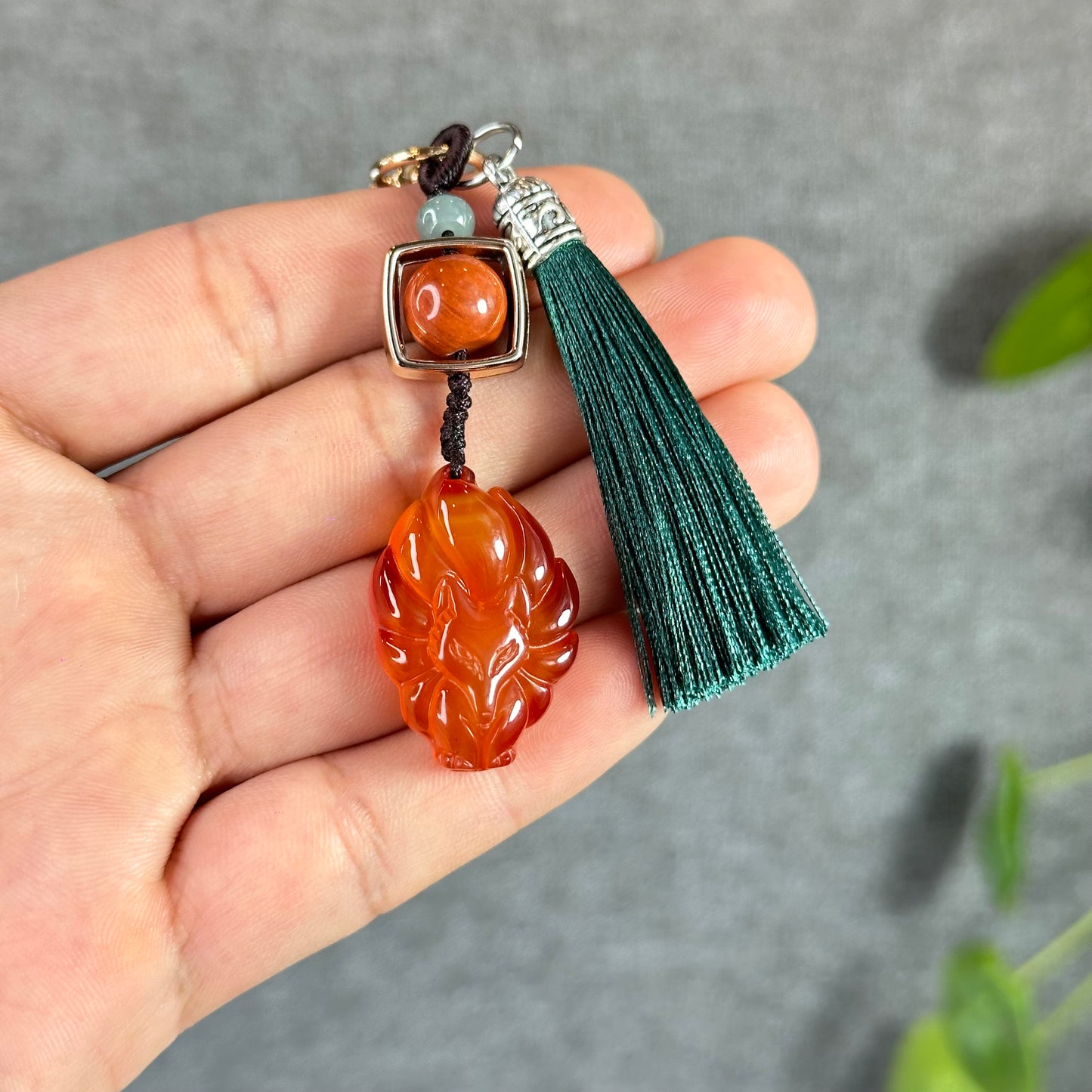 9 Tail Fox Ho Ly Natural Red Agate Accessory