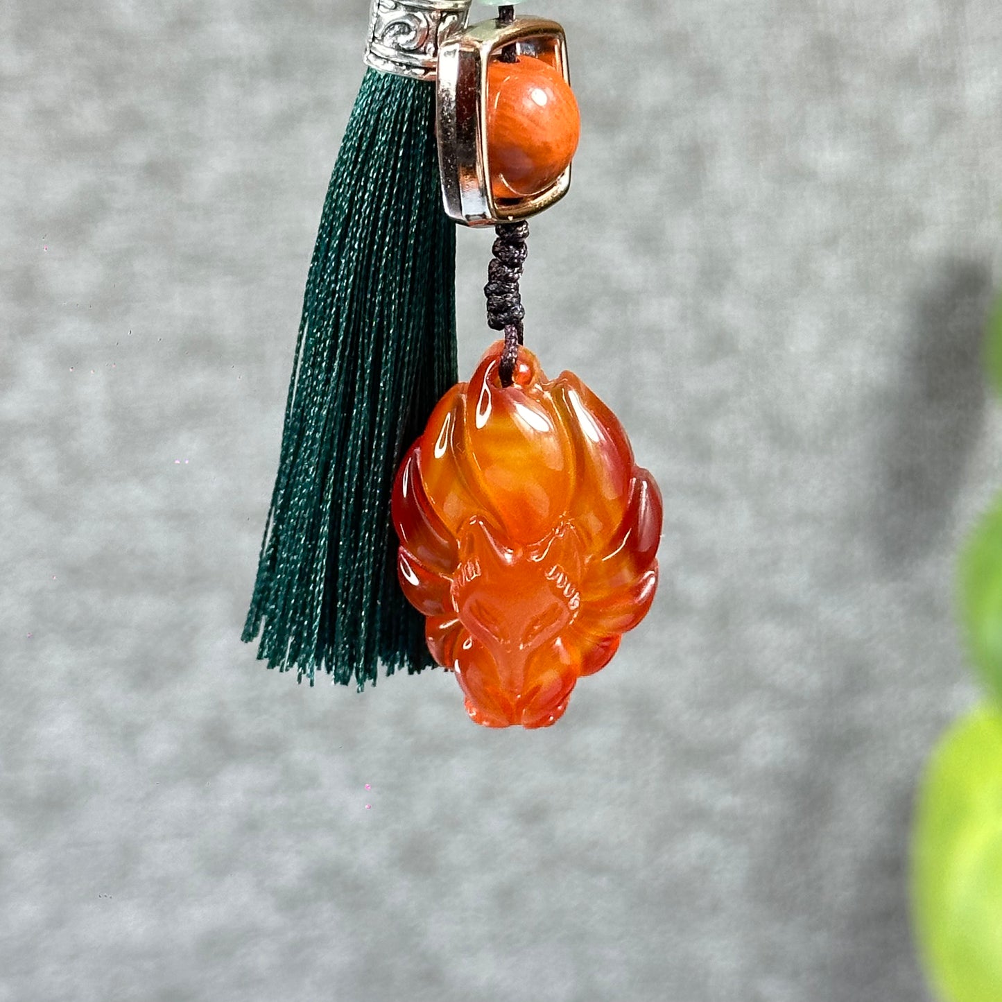 9 Tail Fox Ho Ly Natural Red Agate Accessory