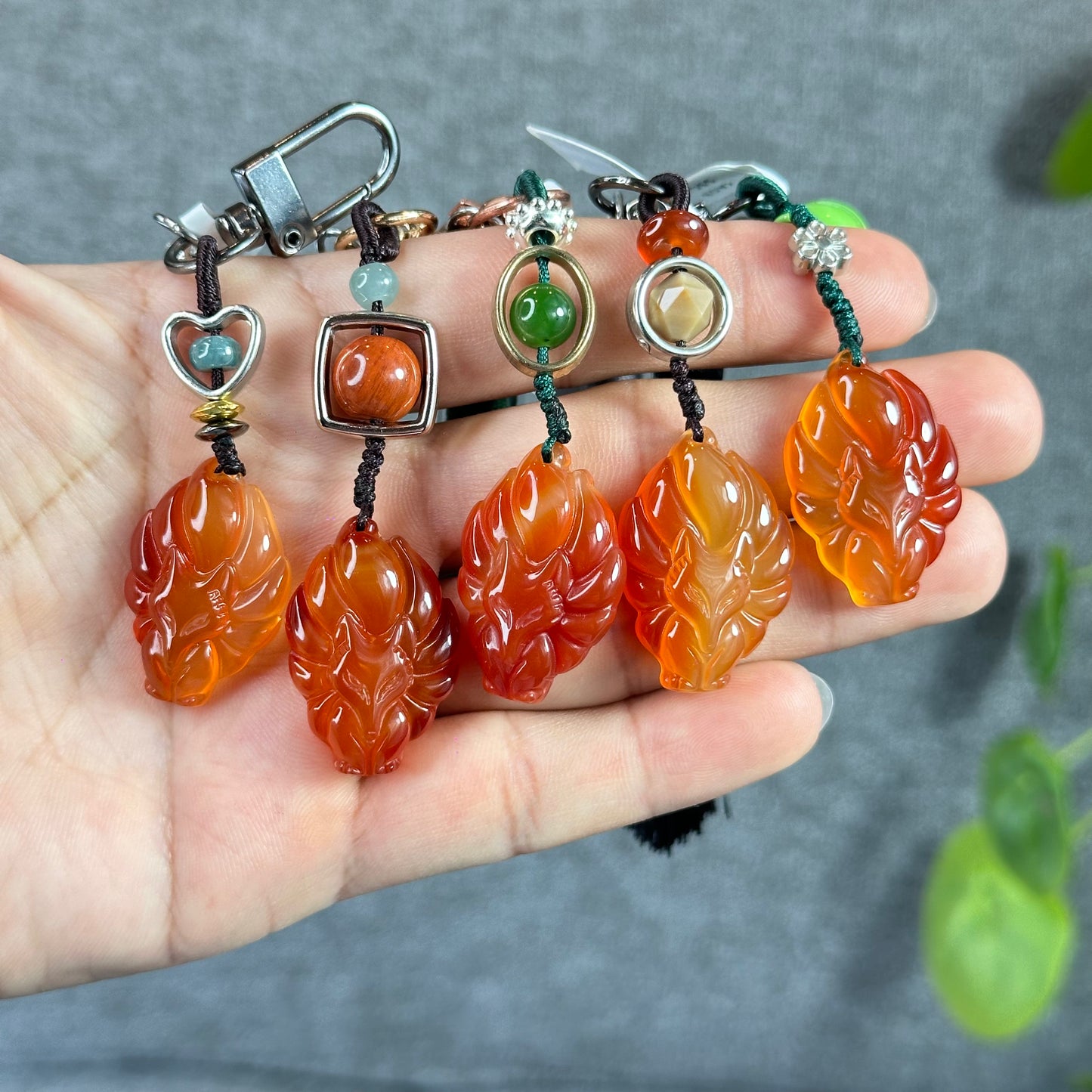 9 Tail Fox Ho Ly Natural Red Agate Accessory