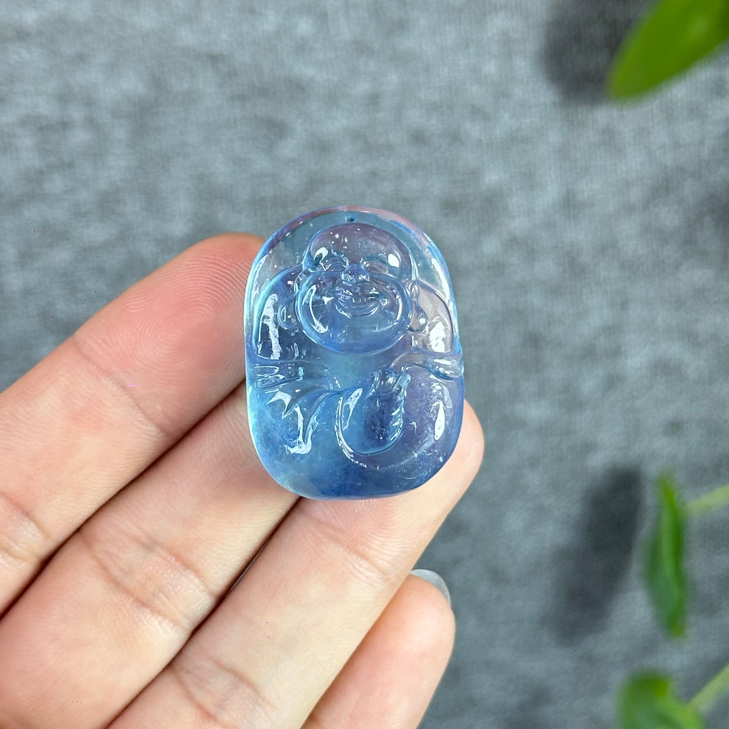 Natural Aquamarine Happy Buddha Pendant