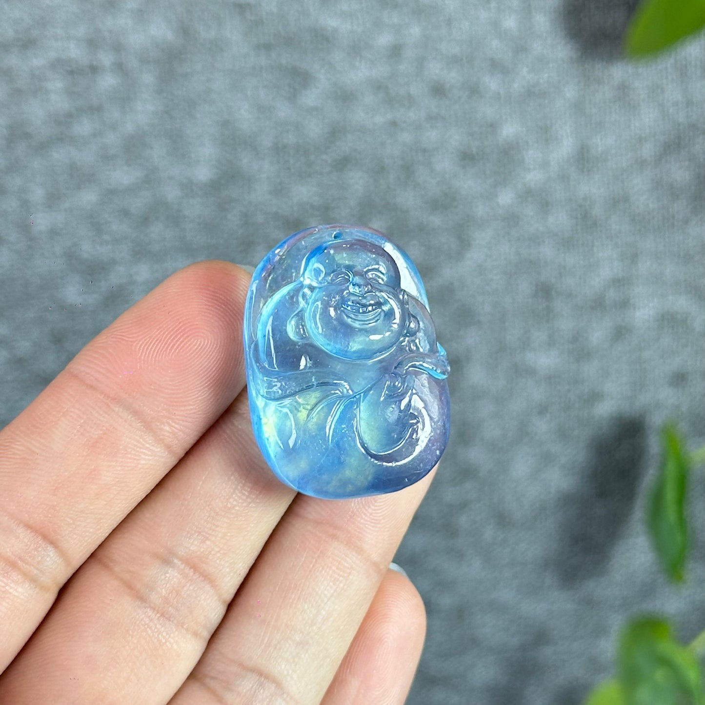 Natural Aquamarine Happy Buddha Pendant