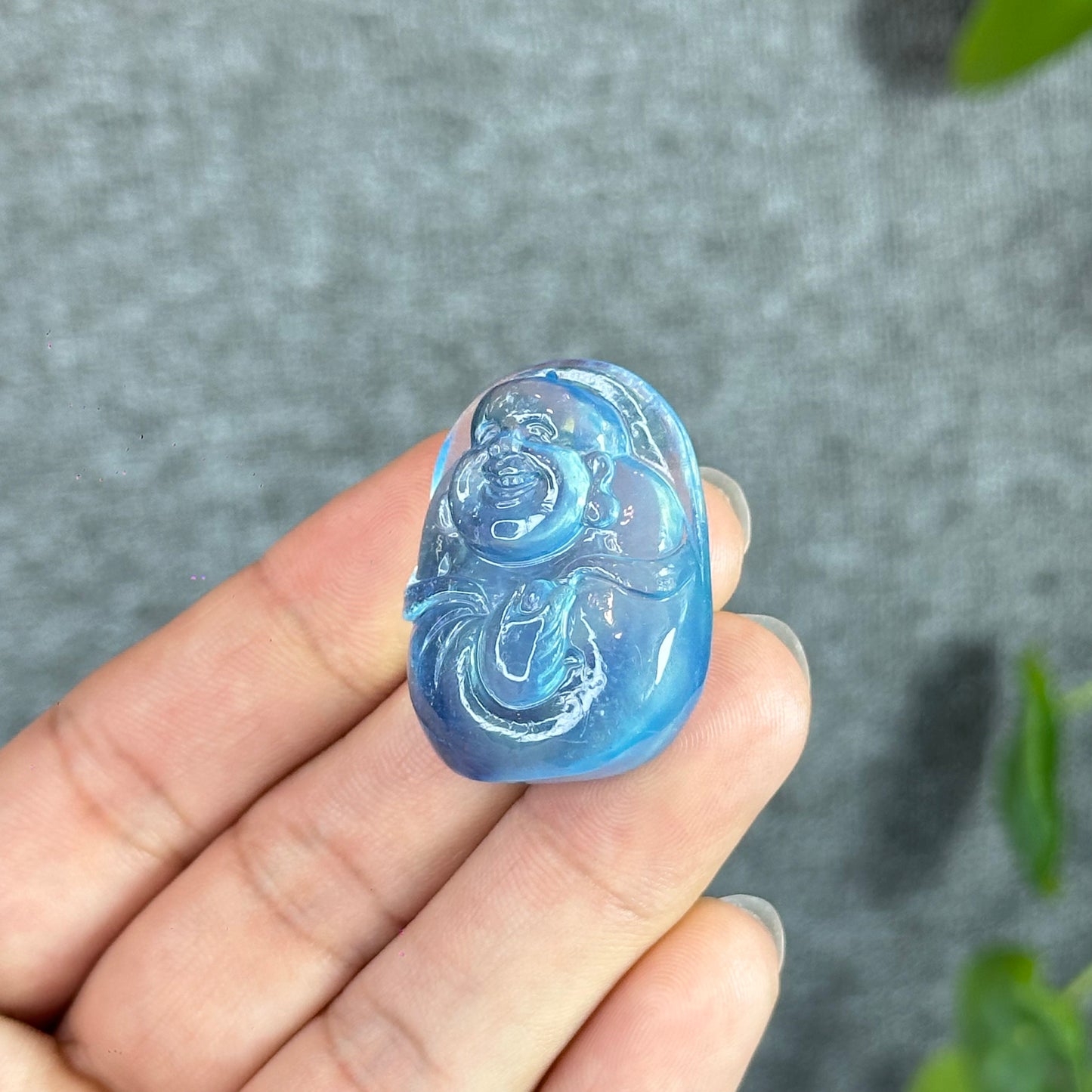 Natural Aquamarine Happy Buddha Pendant