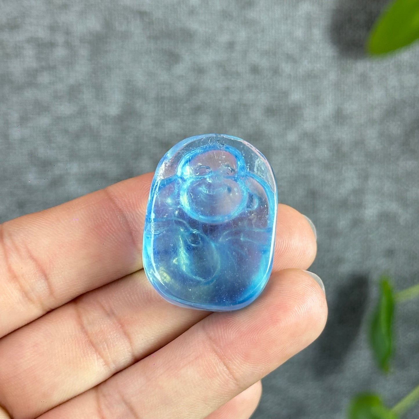 Natural Aquamarine Happy Buddha Pendant