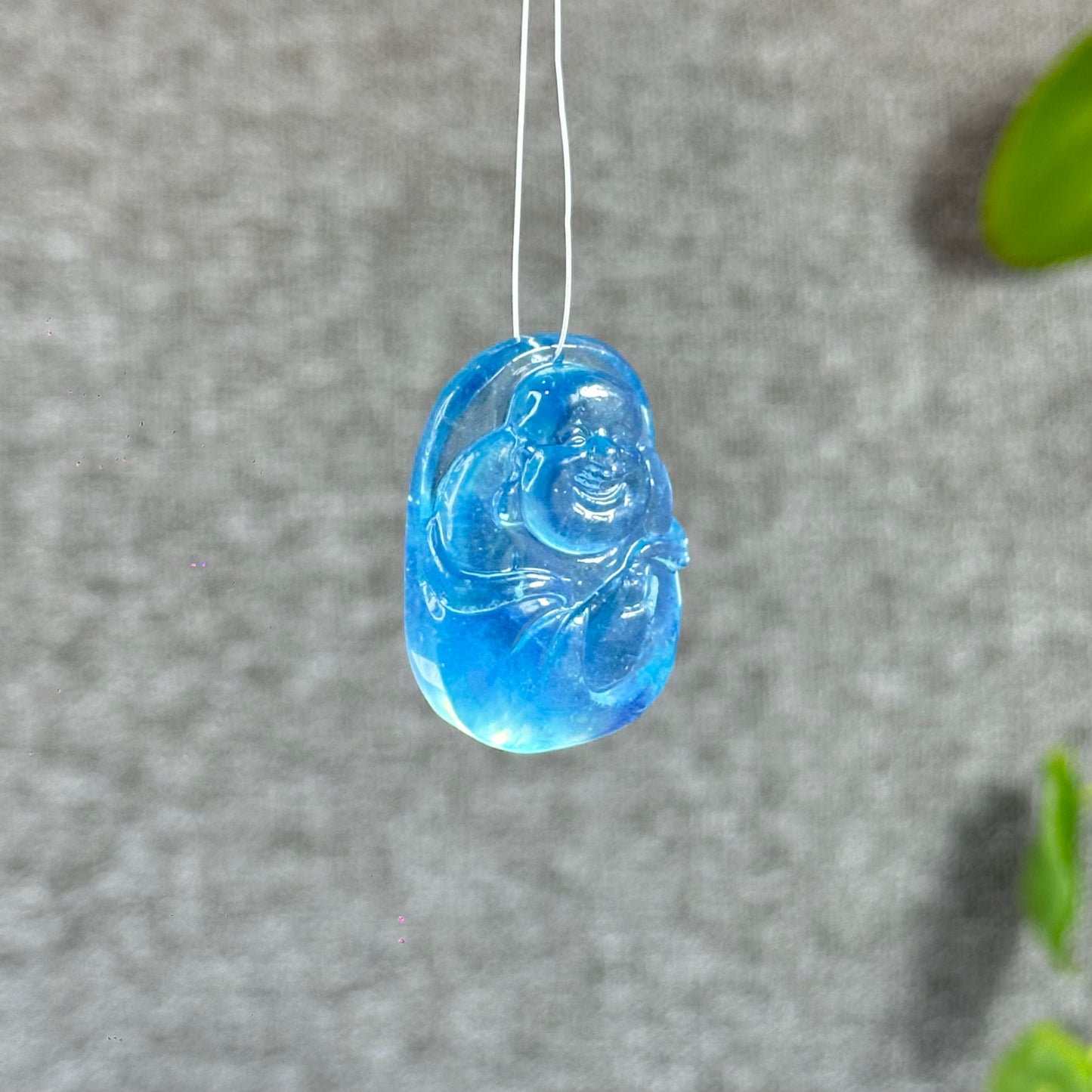 Natural Aquamarine Happy Buddha Pendant