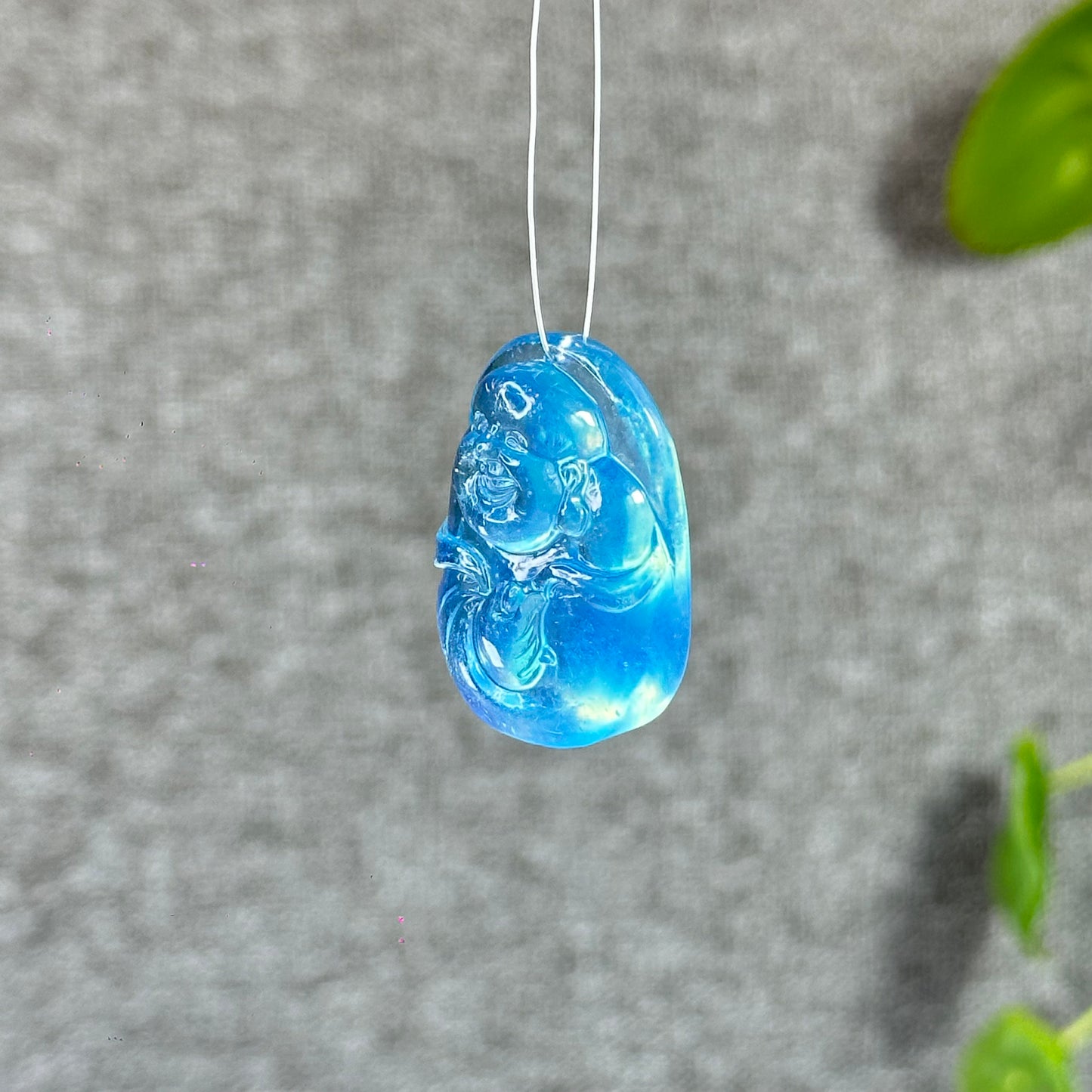 Natural Aquamarine Happy Buddha Pendant
