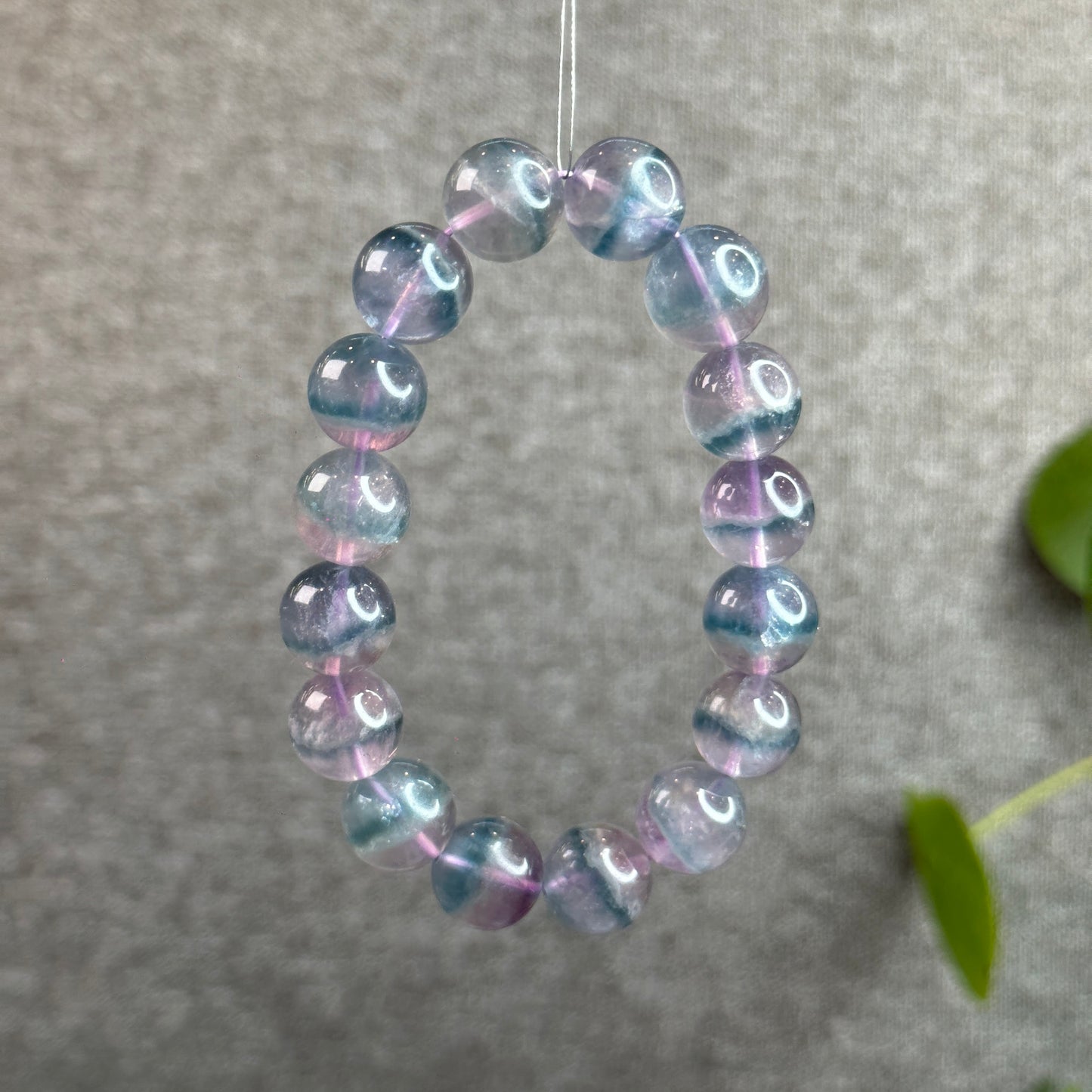 Dual Tone Light Aura Natural Fluorite Bracelet Size 13.5 mm