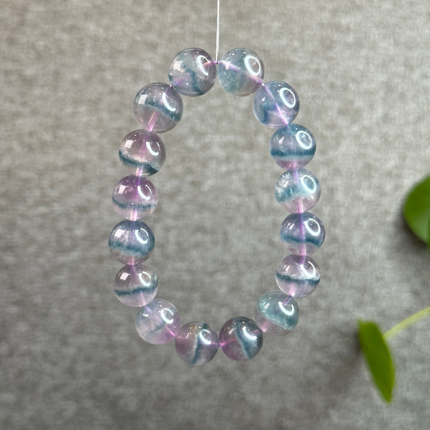 Dual Tone Light Aura Natural Fluorite Bracelet Size 13.5 mm