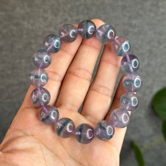 Dual Tone Light Aura Natural Fluorite Bracelet Size 13.5 mm