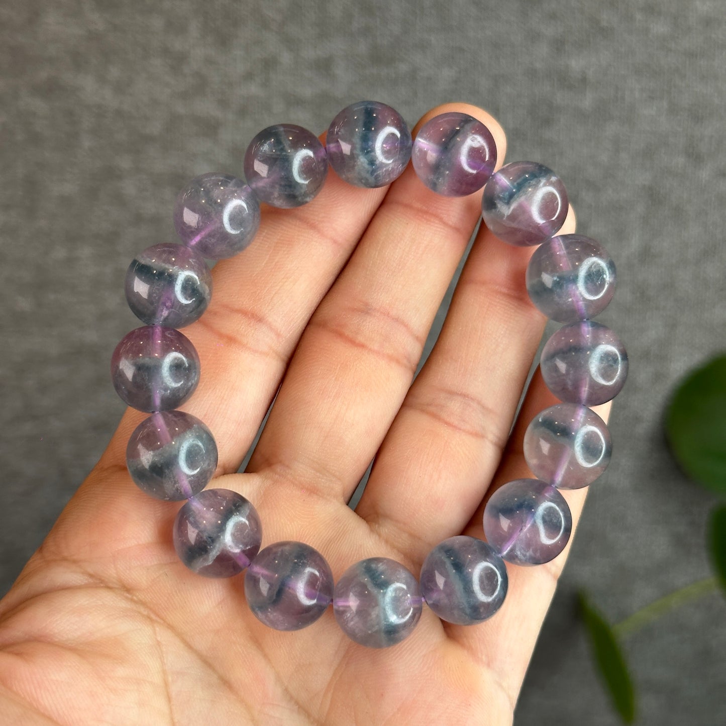 Dual Tone Light Aura Natural Fluorite Bracelet Size 13.5 mm