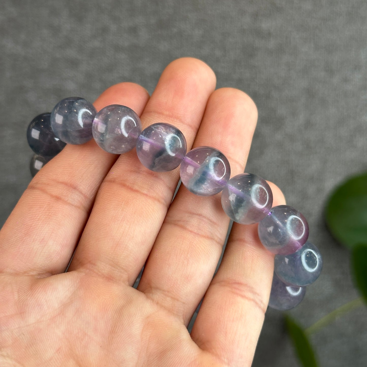 Dual Tone Light Aura Natural Fluorite Bracelet Size 13.5 mm