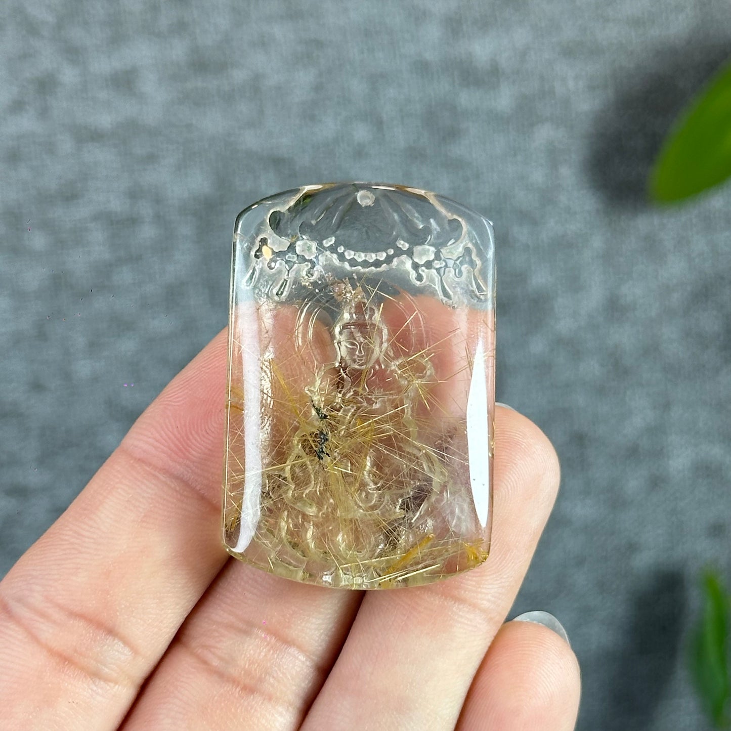Dai The Chi Protection Buddha Natural Rutilated Quartz Pendant