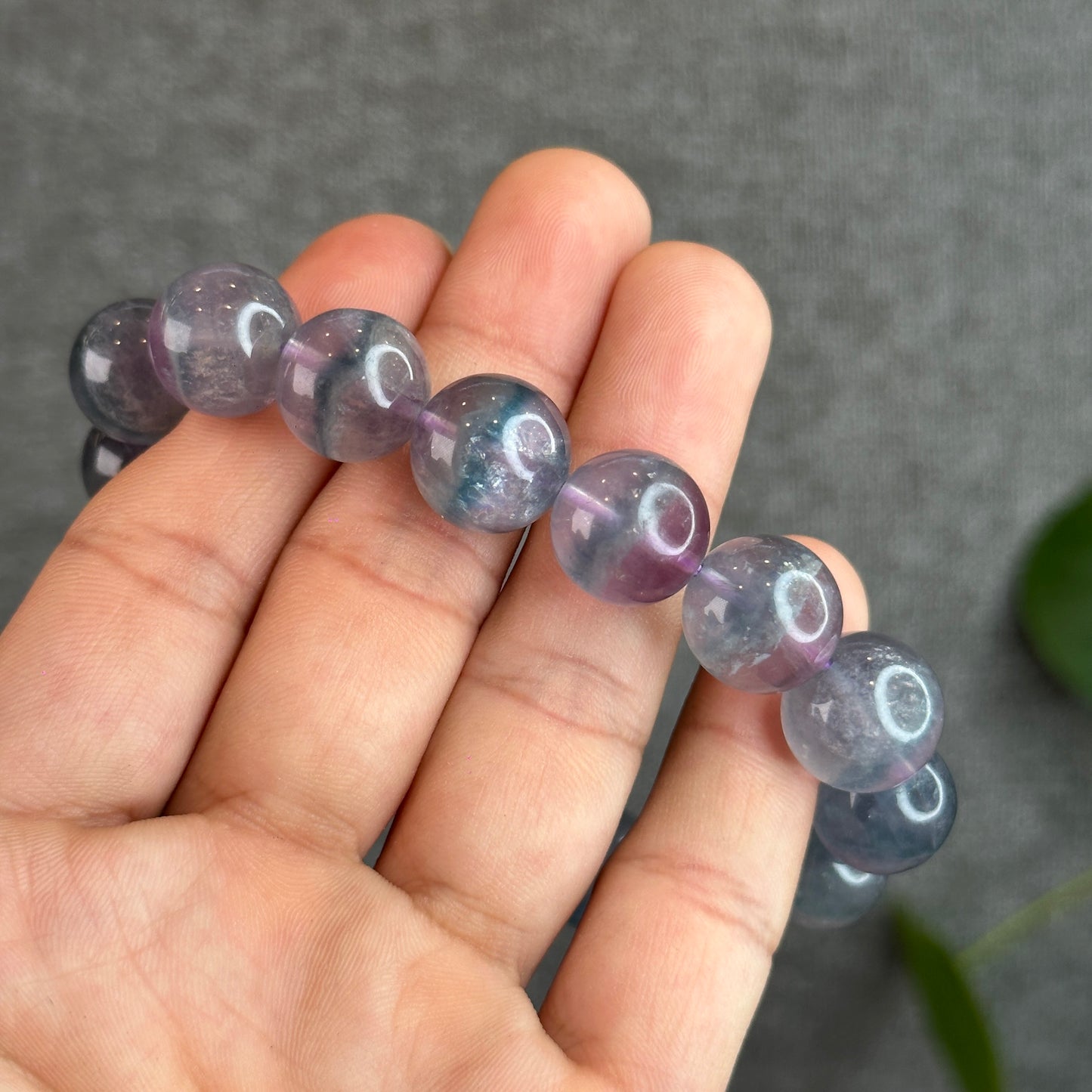 Dual Tone Light Aura Natural Fluorite Bracelet Size 13.5 mm