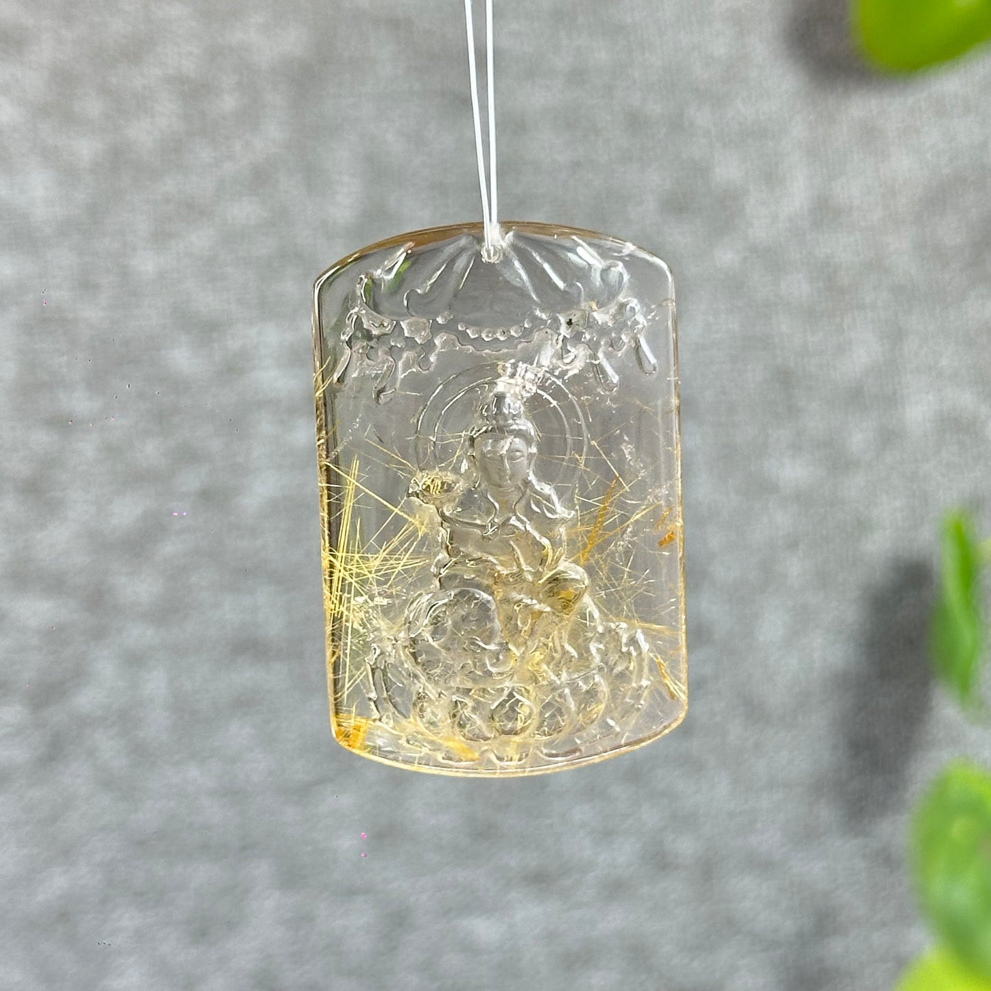 Dai The Chi Protection Buddha Natural Rutilated Quartz Pendant
