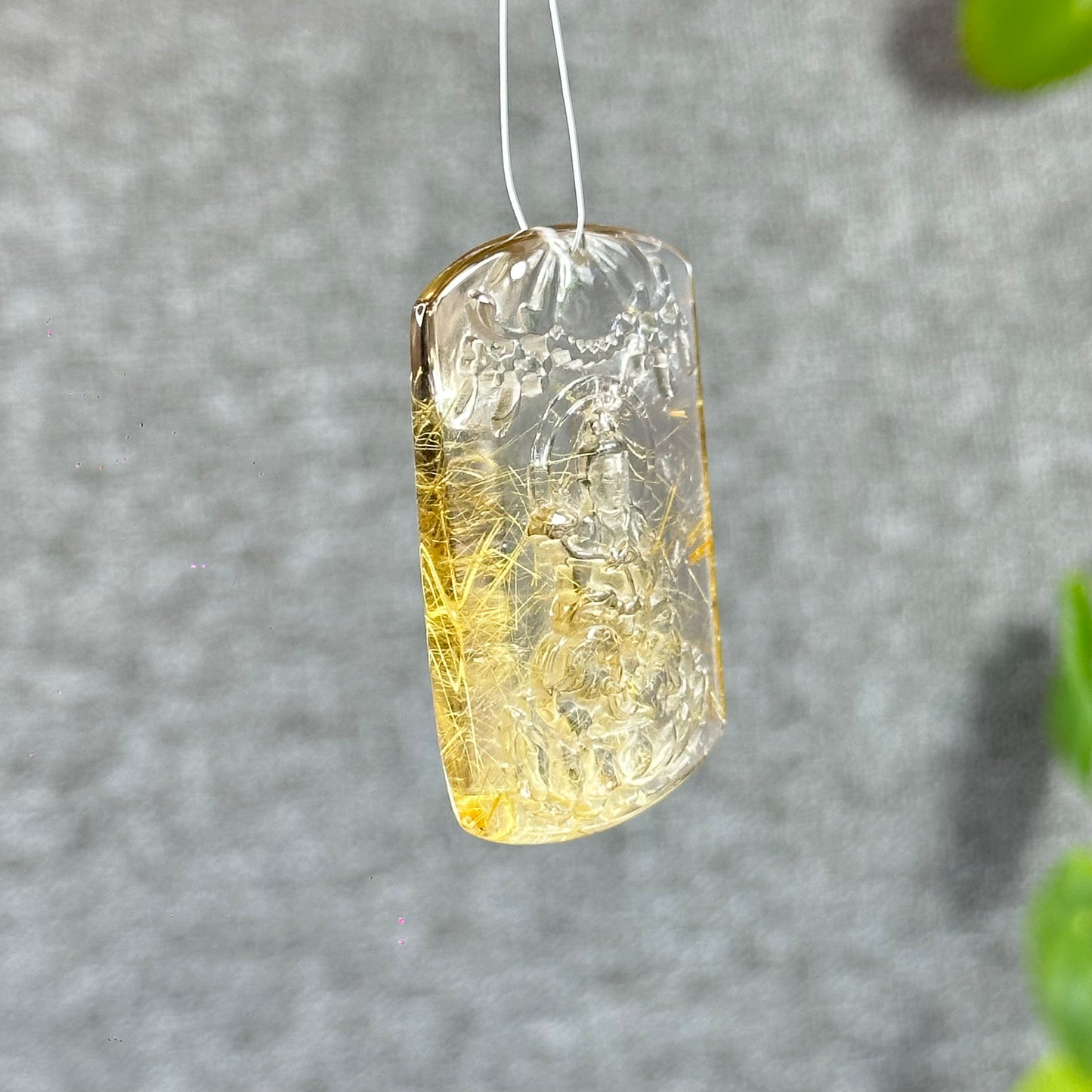 Dai The Chi Protection Buddha Natural Rutilated Quartz Pendant