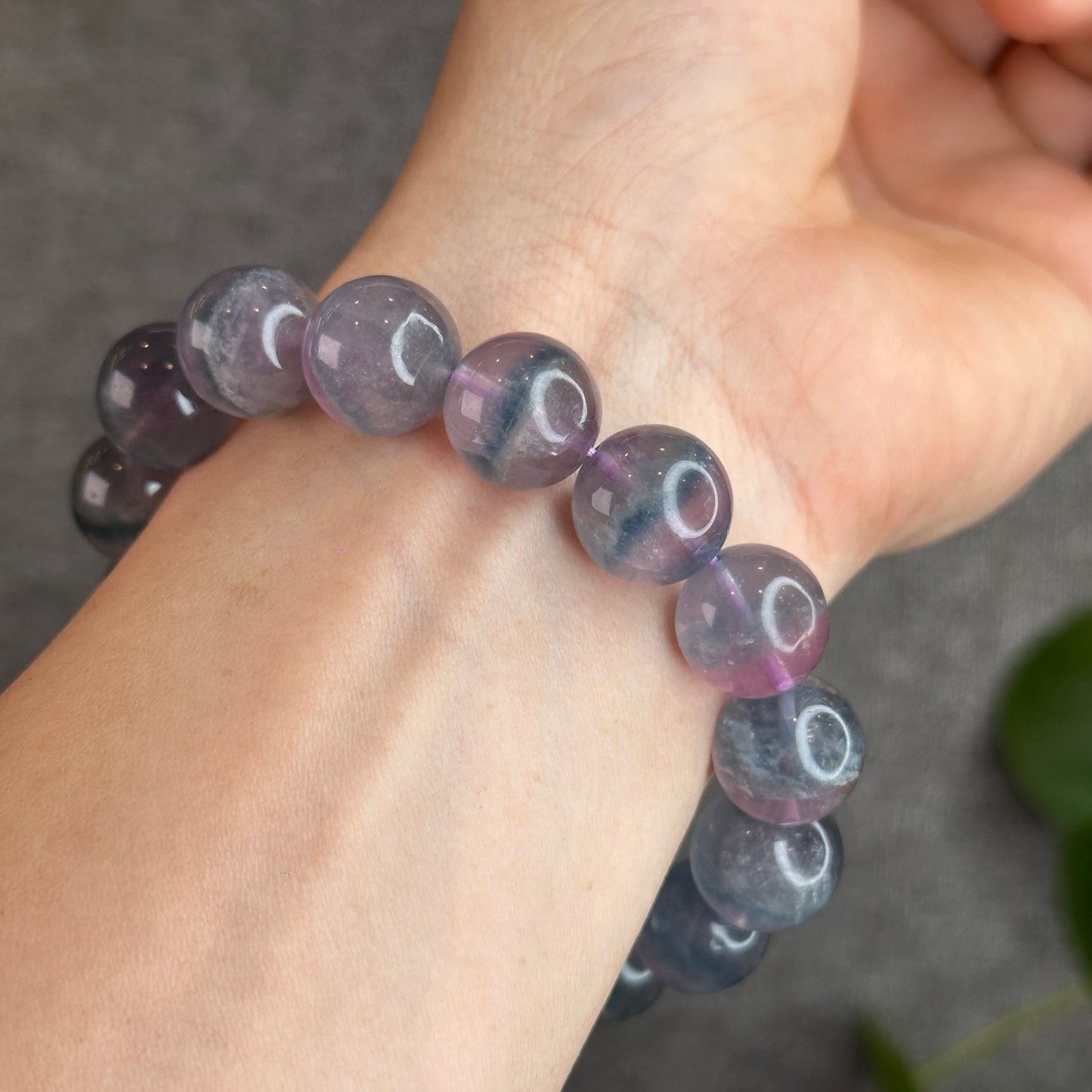 Dual Tone Light Aura Natural Fluorite Bracelet Size 13.5 mm
