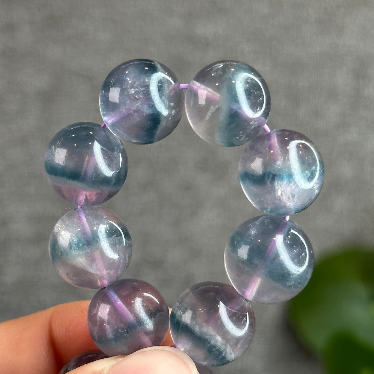 Dual Tone Light Aura Natural Fluorite Bracelet Size 13.5 mm