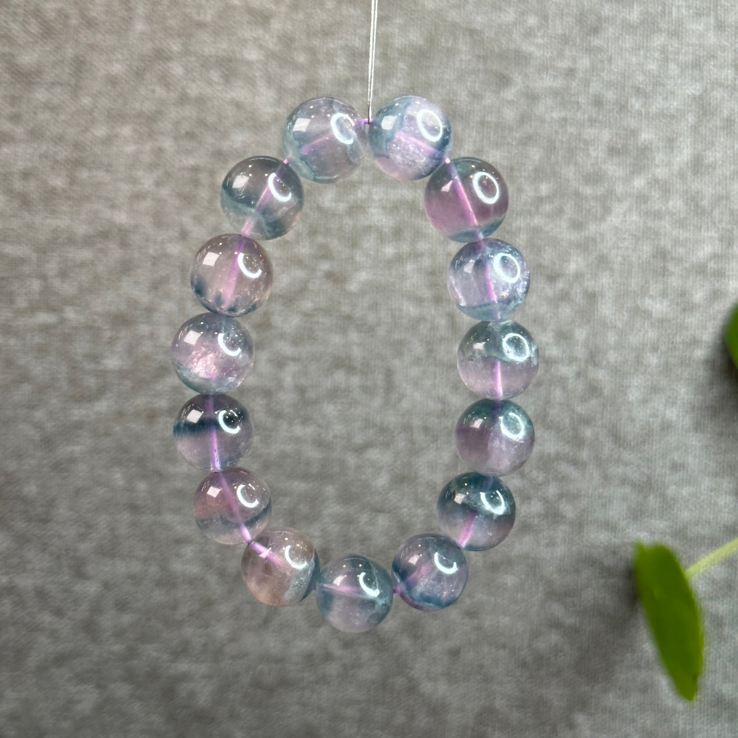 Dual Tone Light Aura Natural Fluorite Bracelet Size 14.3 mm