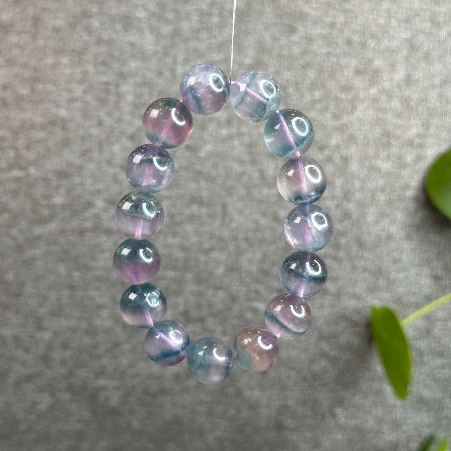 Dual Tone Light Aura Natural Fluorite Bracelet Size 14.3 mm