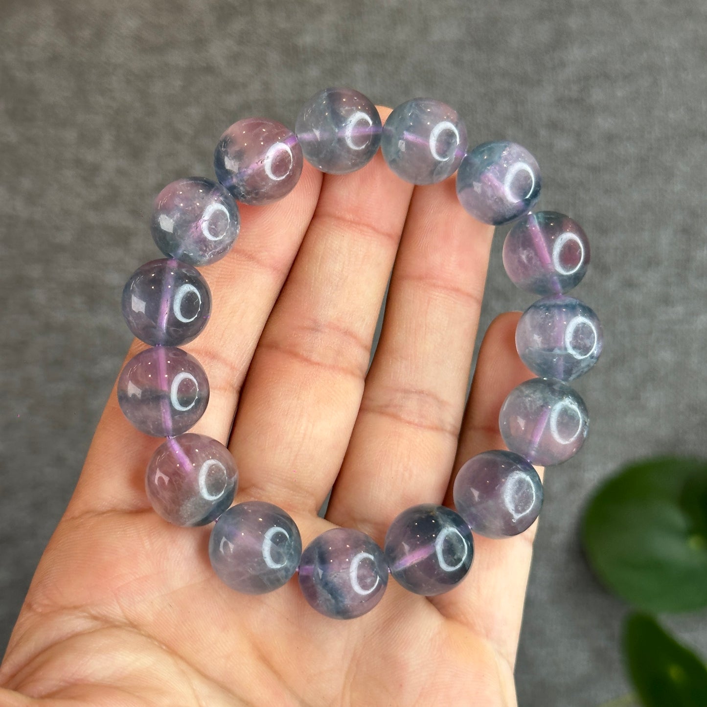 Dual Tone Light Aura Natural Fluorite Bracelet Size 14.3 mm