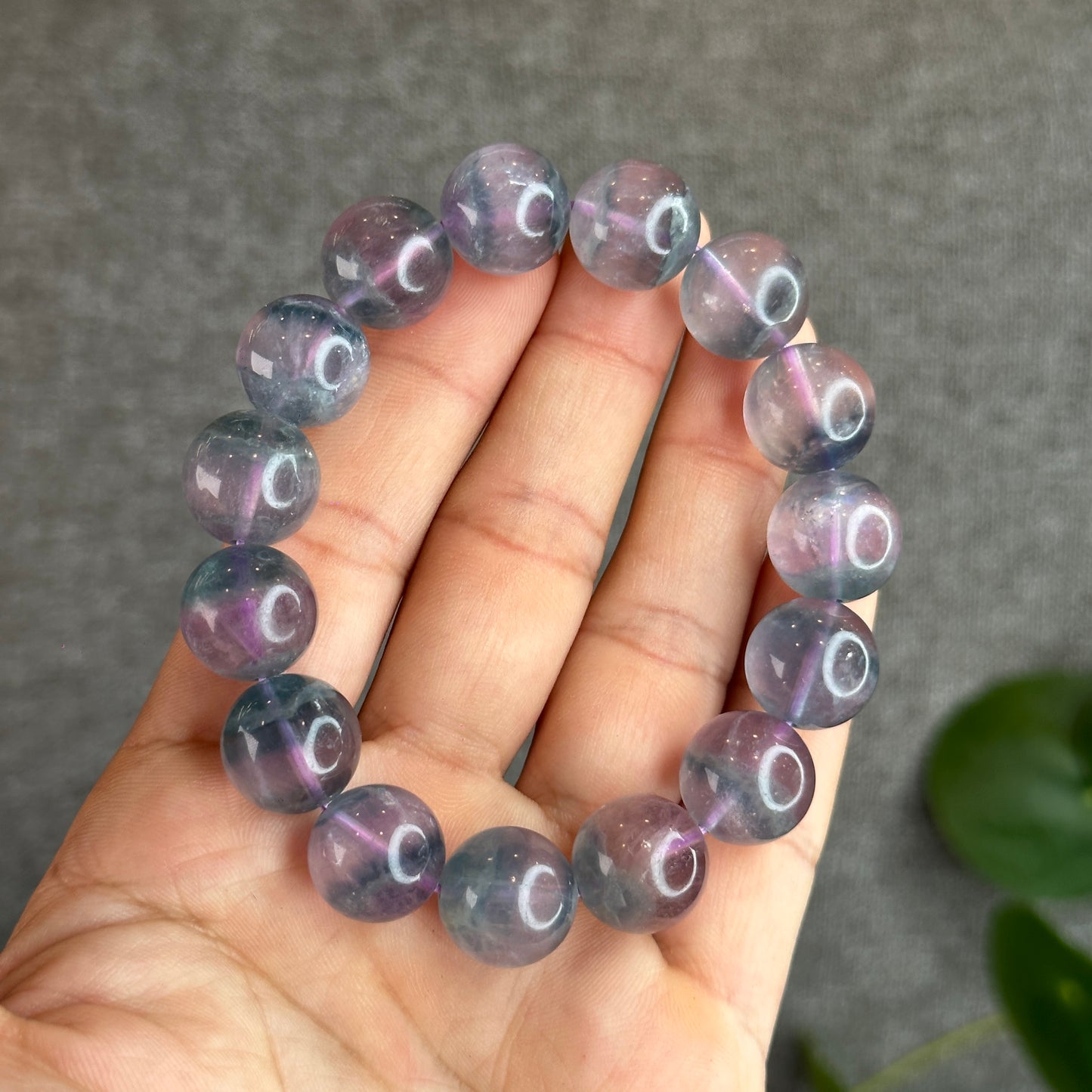 Dual Tone Light Aura Natural Fluorite Bracelet Size 14.3 mm
