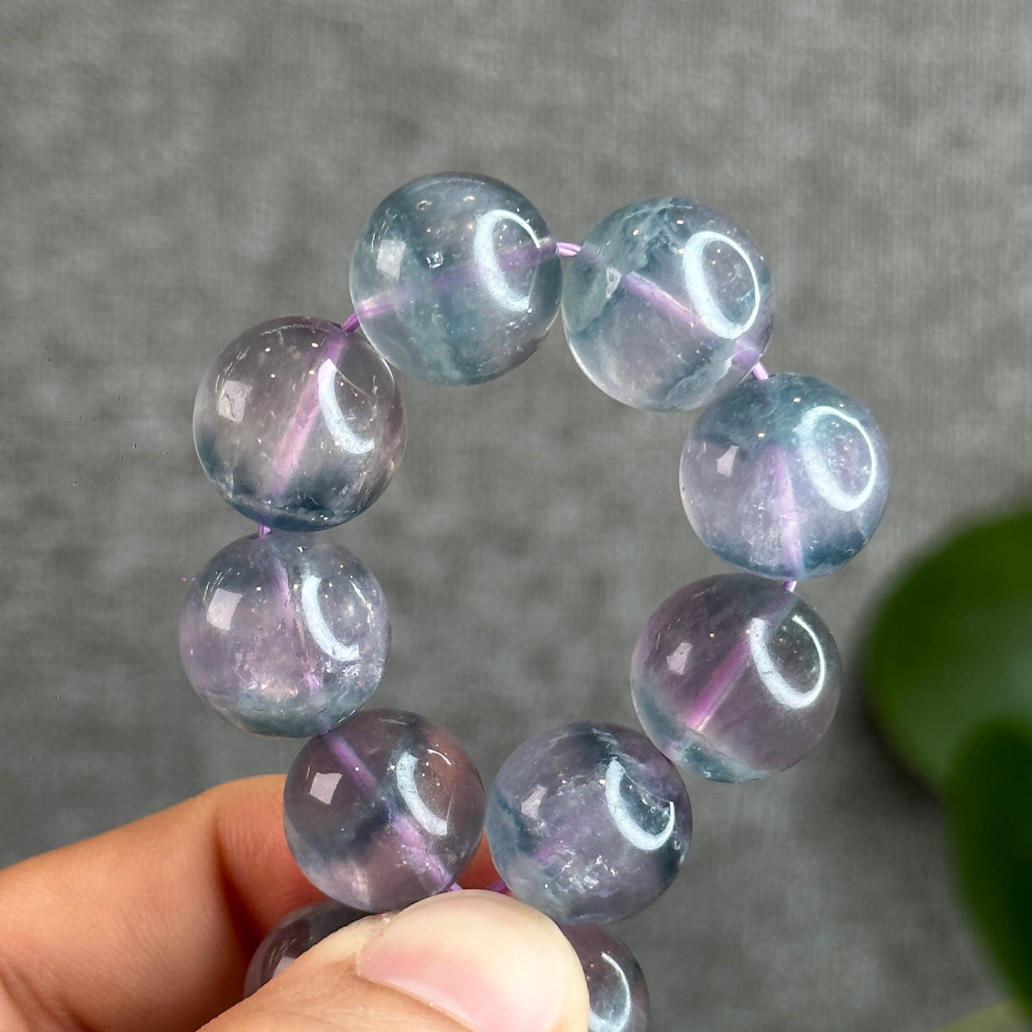 Dual Tone Light Aura Natural Fluorite Bracelet Size 14.3 mm