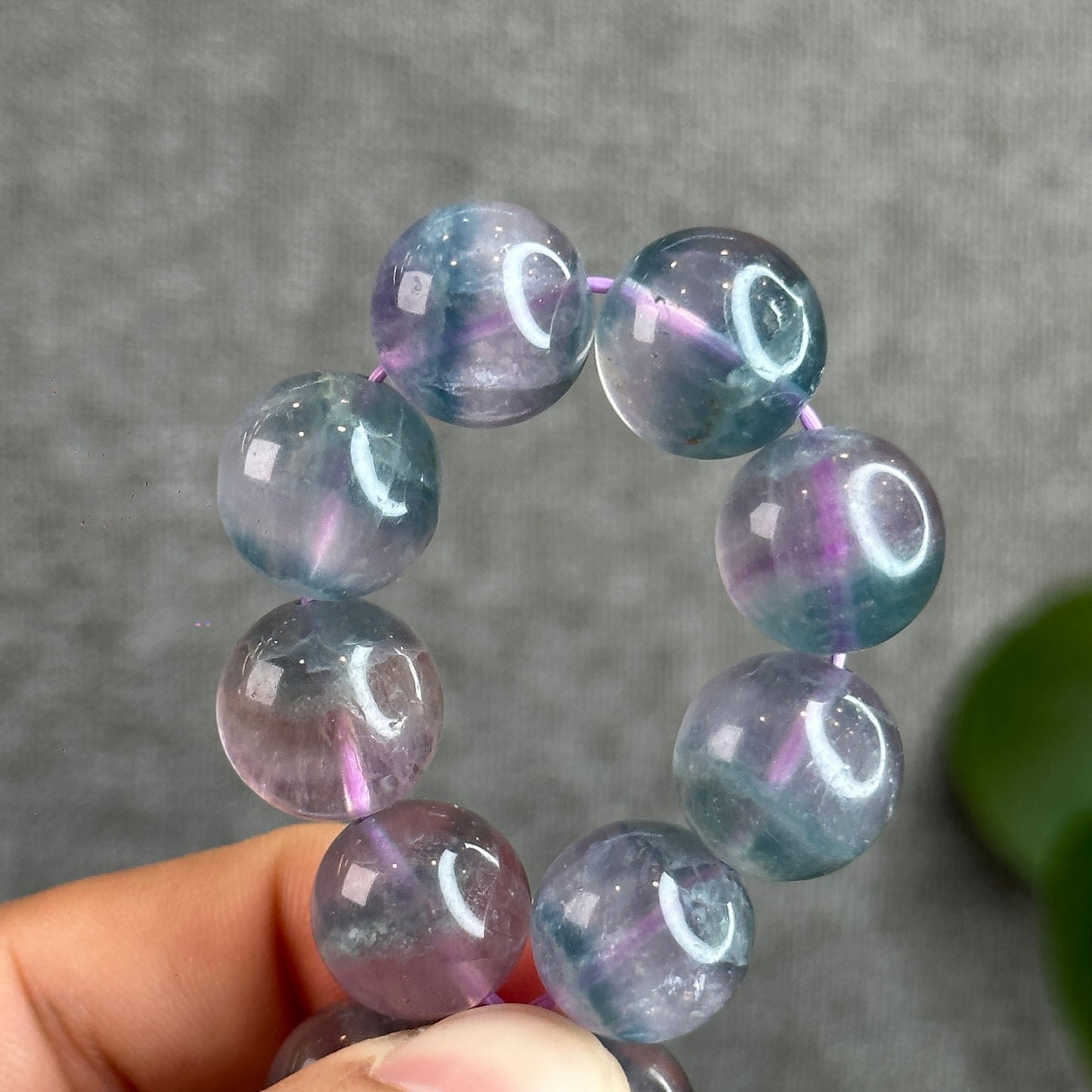 Dual Tone Light Aura Natural Fluorite Bracelet Size 14.3 mm
