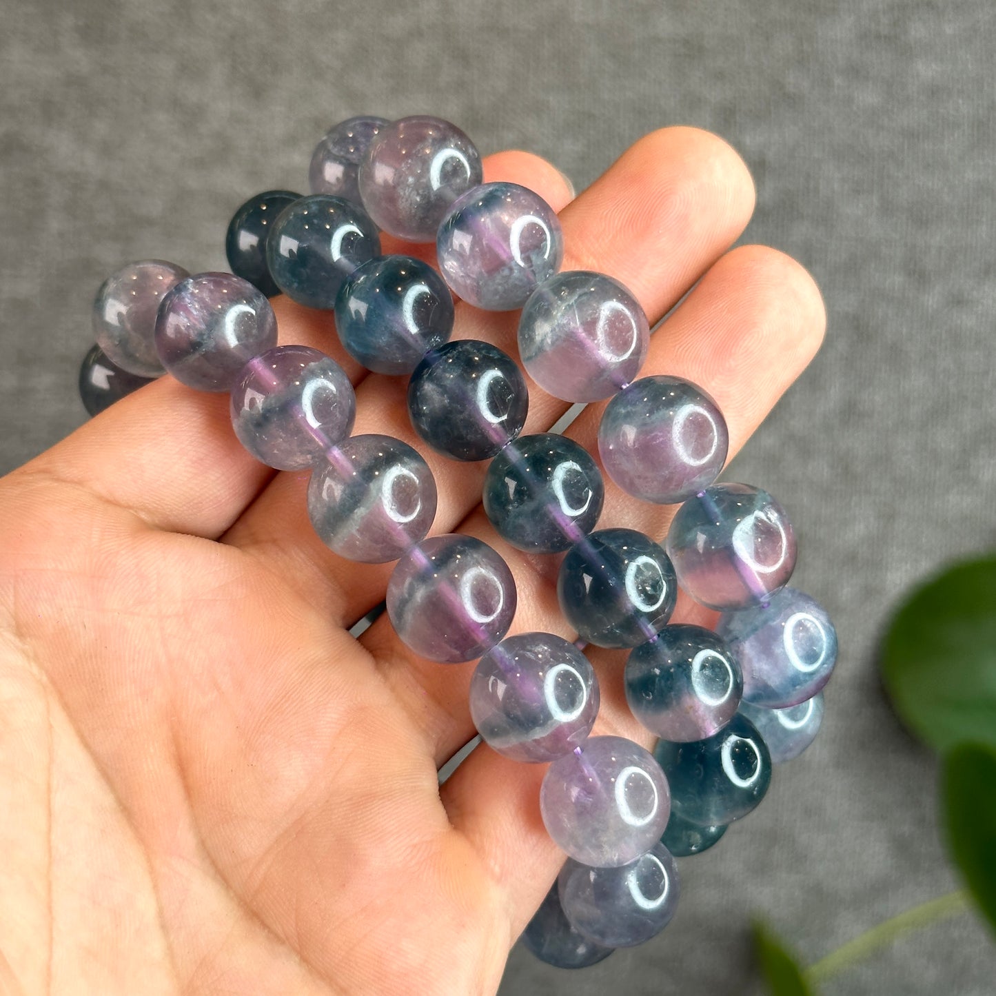 Dual Tone Light Aura Natural Fluorite Bracelet Size 13.5 mm