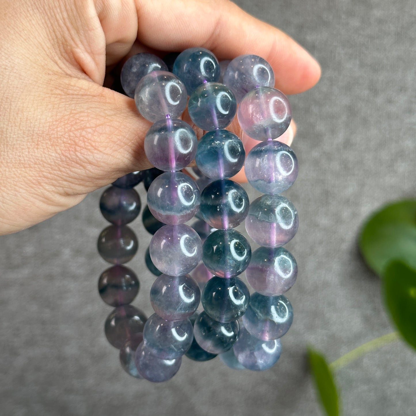 Dual Tone Light Aura Natural Fluorite Bracelet Size 14.3 mm