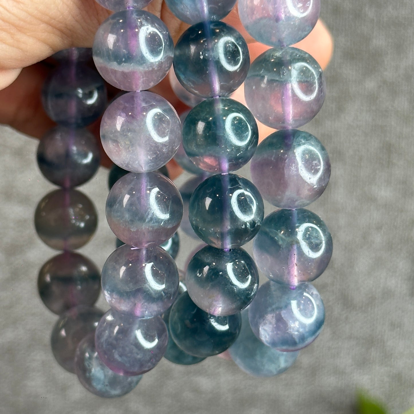 Dual Tone Light Aura Natural Fluorite Bracelet Size 13.5 mm
