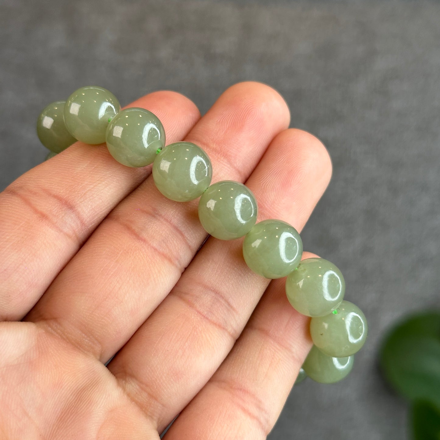 Light Green Hetian Natural Nephrite Jade Bracelet Size 11 mm