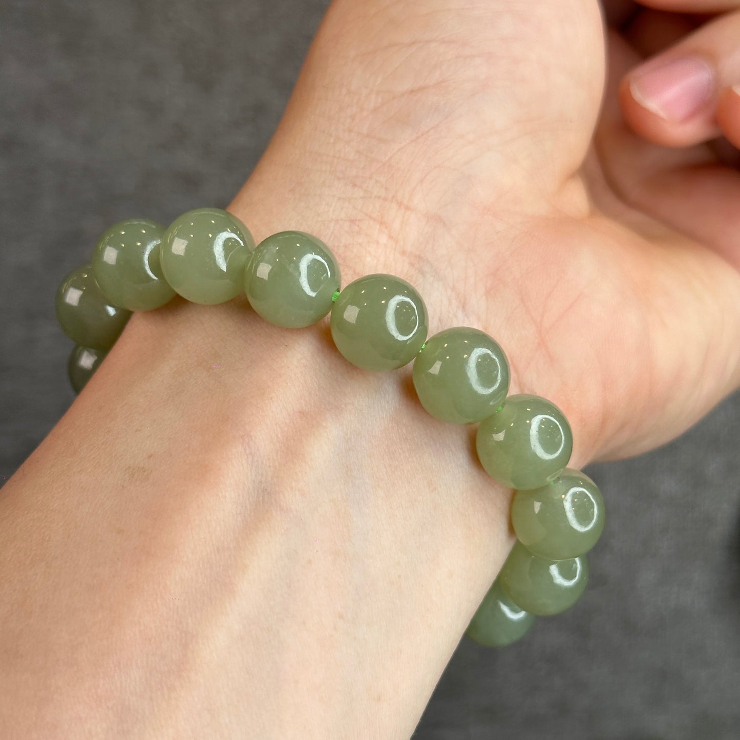 Light Green Hetian Natural Nephrite Jade Bracelet Size 11 mm