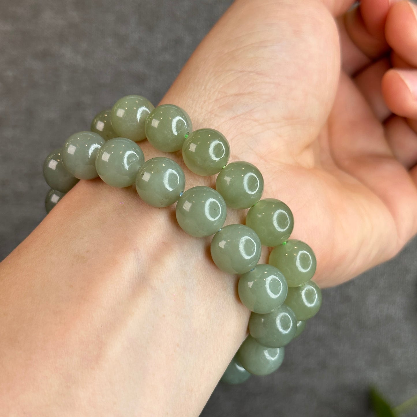Light Green Hetian Natural Nephrite Jade Bracelet Size 11 mm