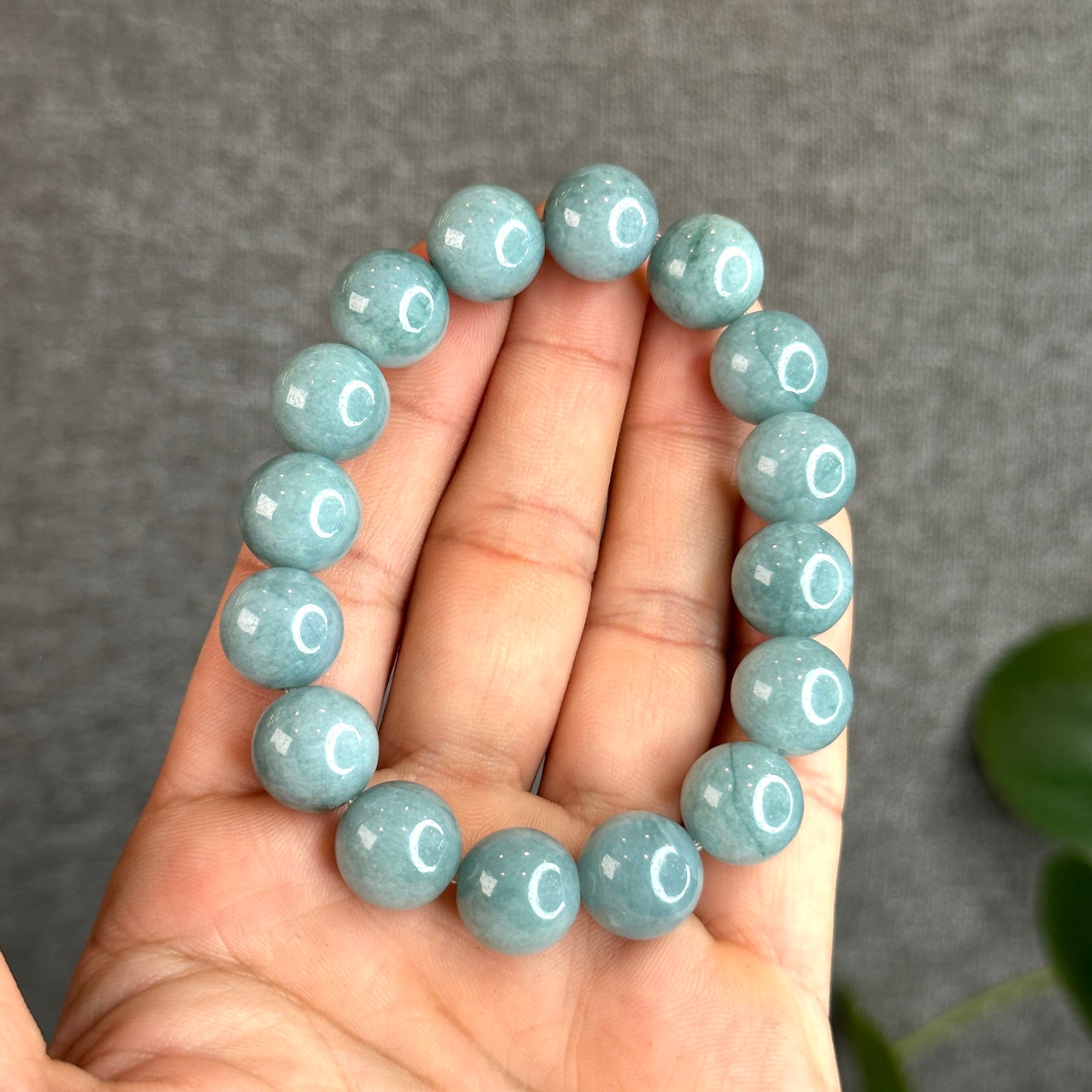 Blue Water Natural Jadeite Jade Bracelet Size 12.7 mm