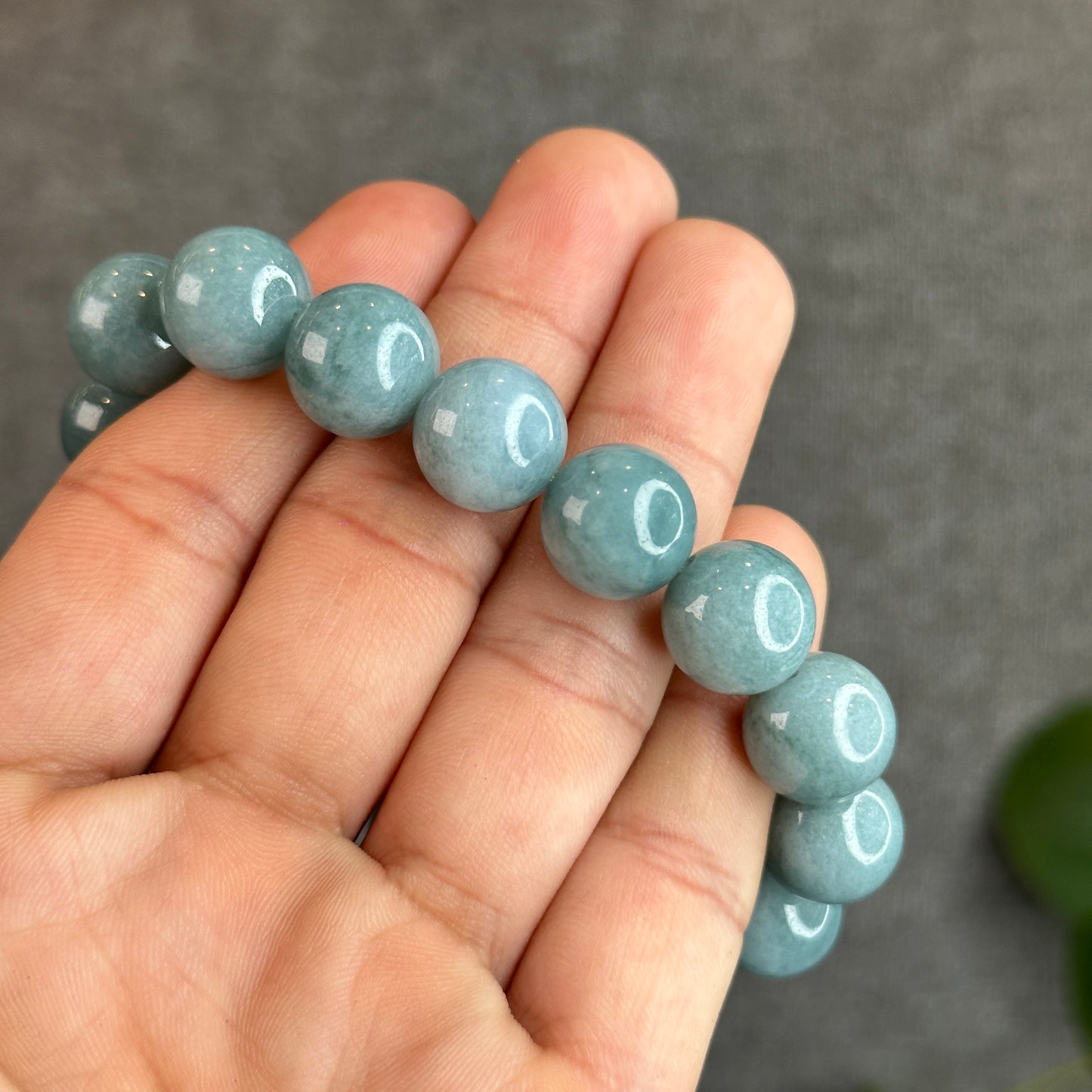 Blue Water Natural Jadeite Jade Bracelet Size 12.7 mm