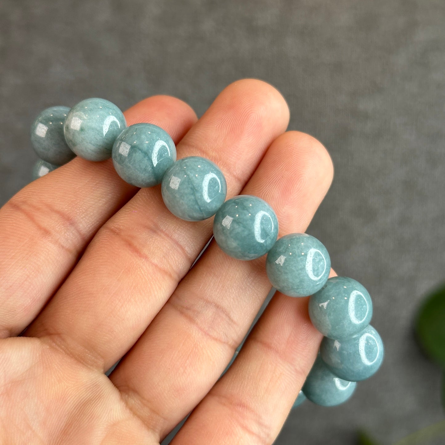 Blue Water Natural Jadeite Jade Bracelet Size 12.7 mm