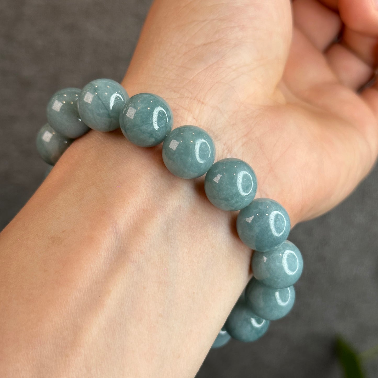 Blue Water Natural Jadeite Jade Bracelet Size 12.7 mm