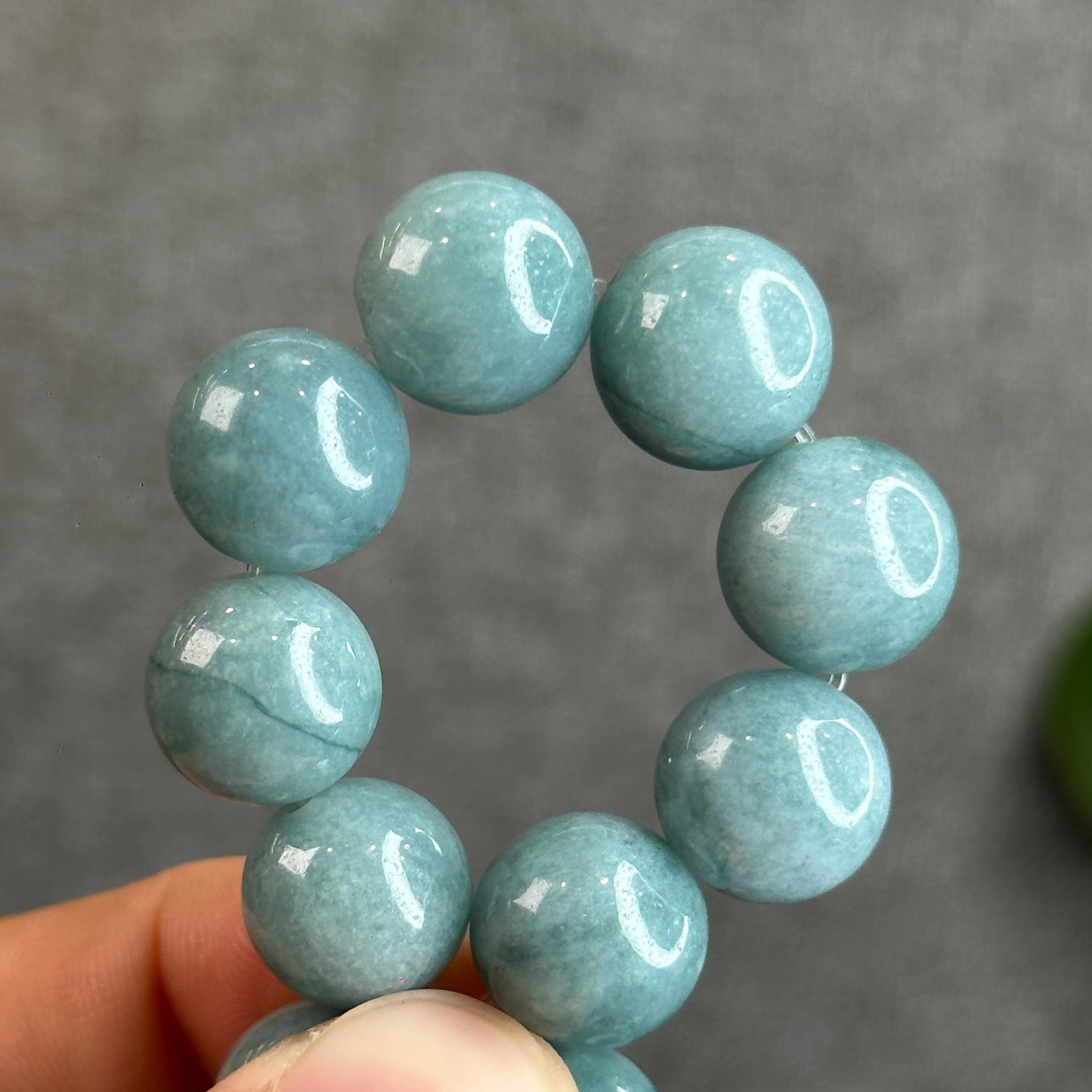 Blue Water Natural Jadeite Jade Bracelet Size 12.7 mm