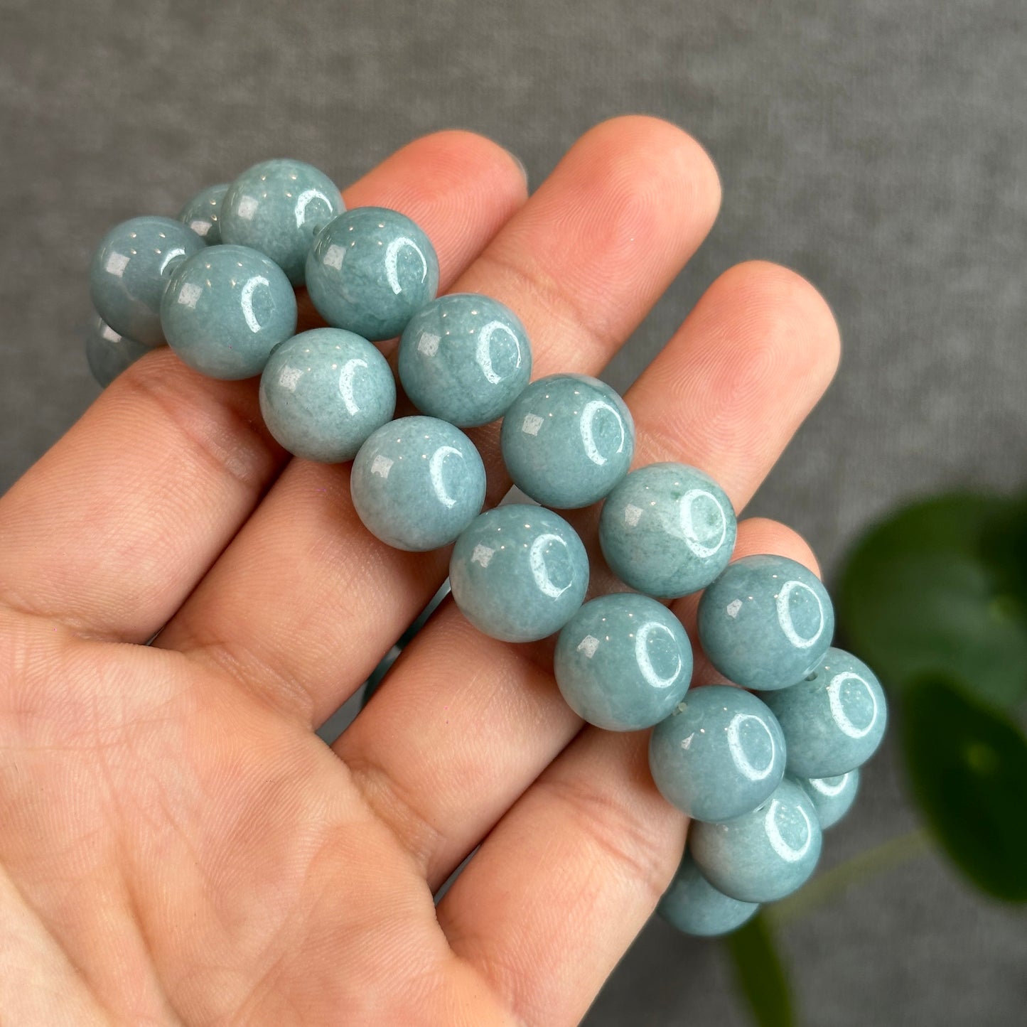 Blue Water Natural Jadeite Jade Bracelet Size 12.7 mm